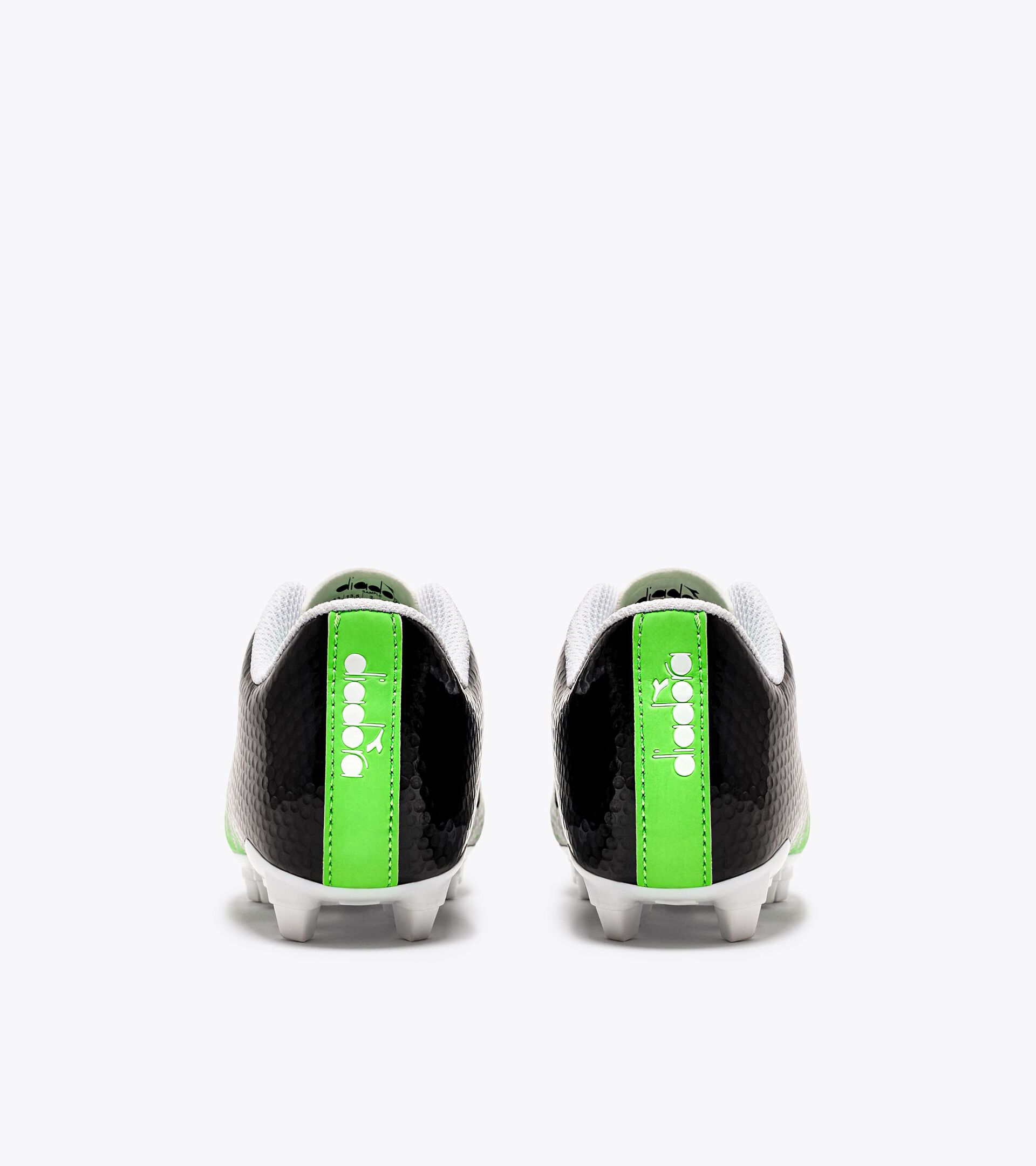 Calcio boots for firm ground - Junior CATTURA GR LPU JR BLACK/WHITE/GREEN FLUO - Diadora
