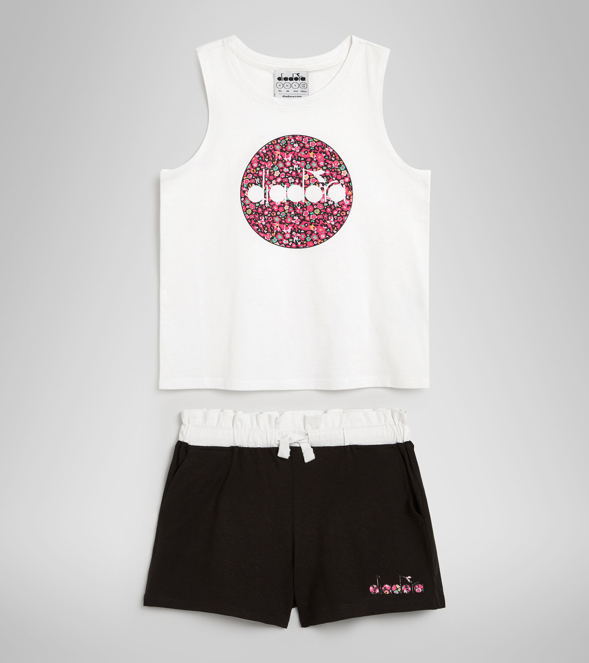 Sports vest top/shorts set - Girls JG.SET SL BLOOM OPTICAL WHITE - Diadora
