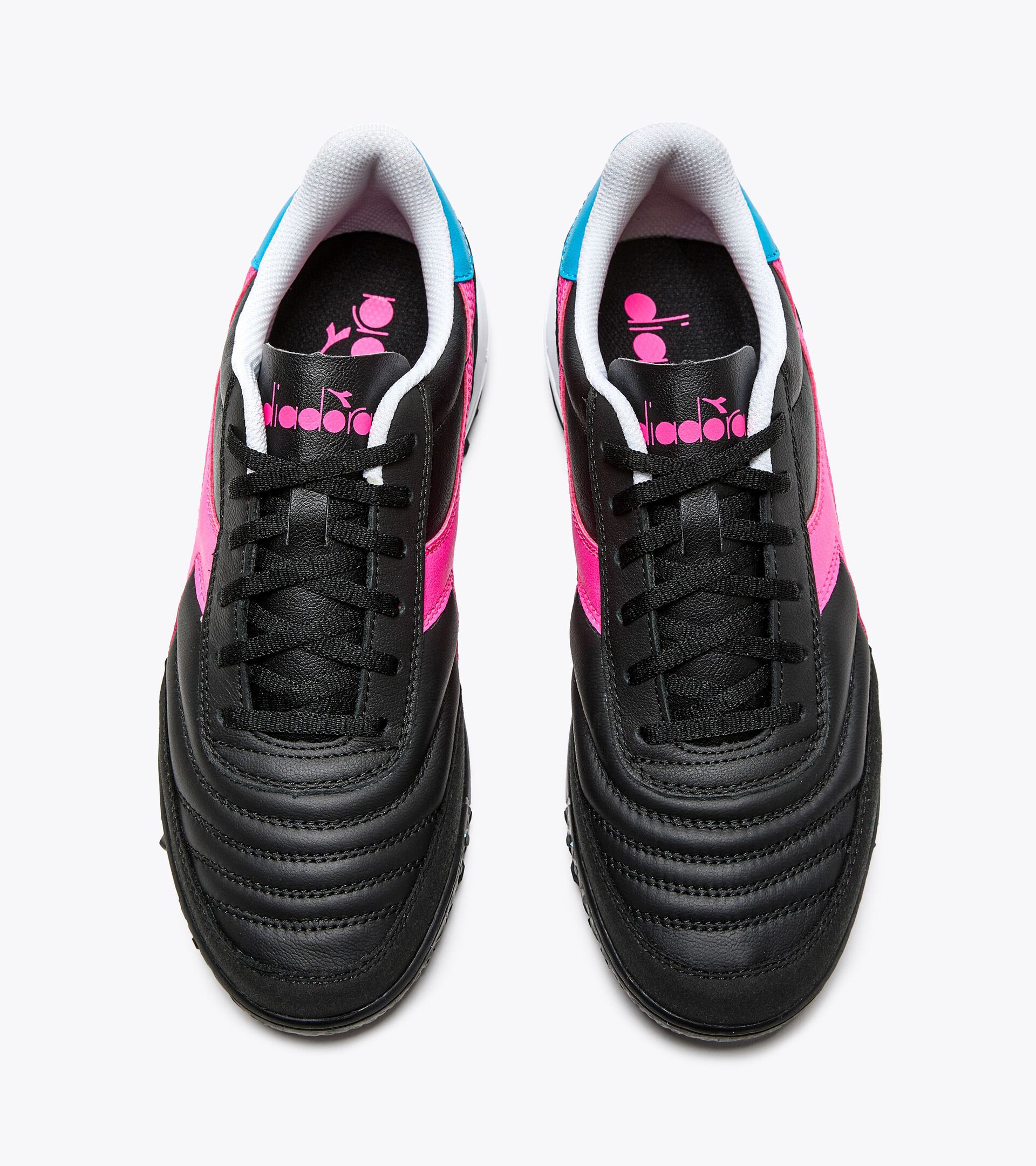 Futsal boots for synthetic grounds - Men CALCETTO GR  LT TF BLK/PINK FLUO/CYAN BLUE FLUO - Diadora