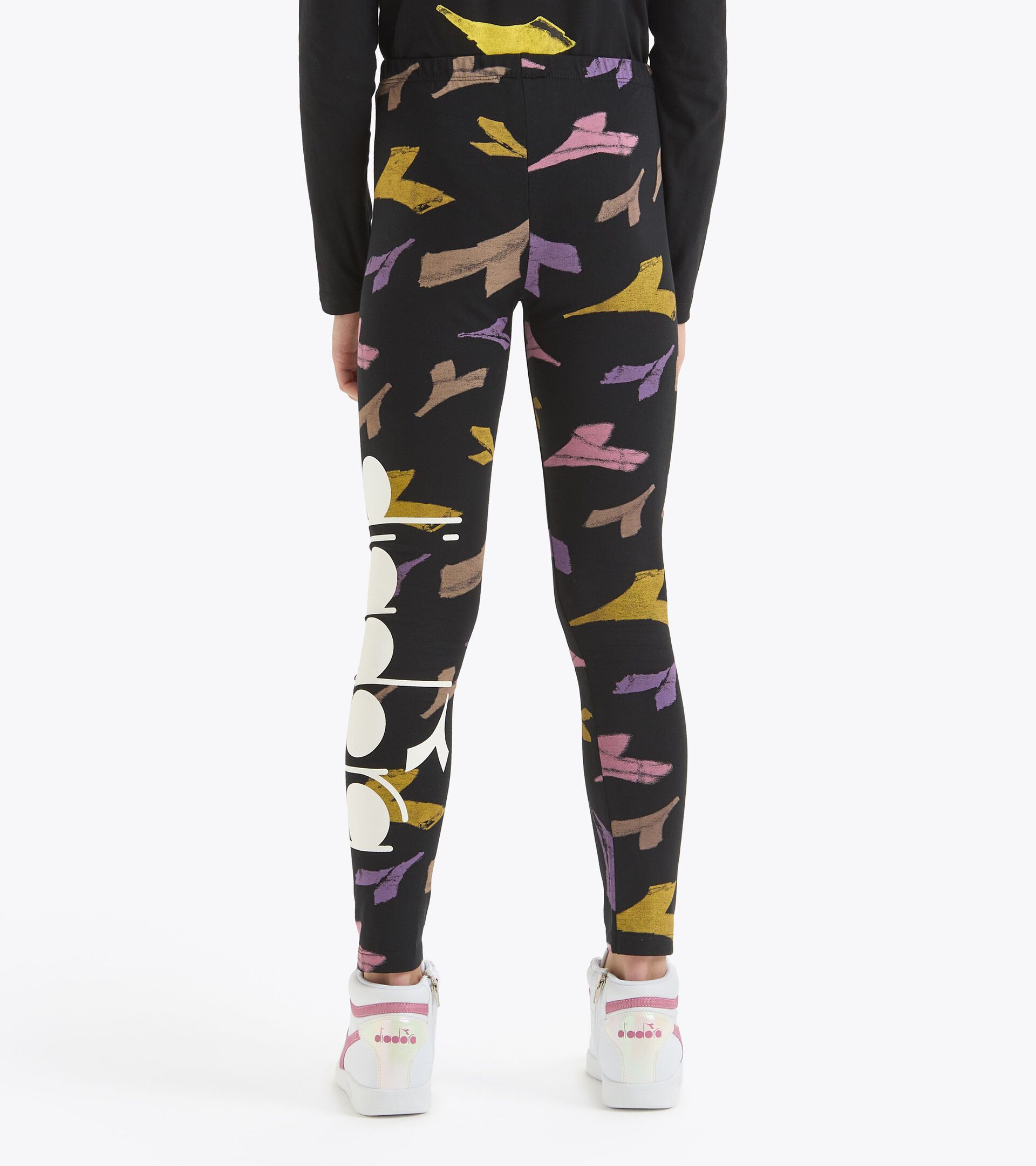 Leggings - Mädchen JG.LEGGINS LOGO AOP SCHWARZ - Diadora