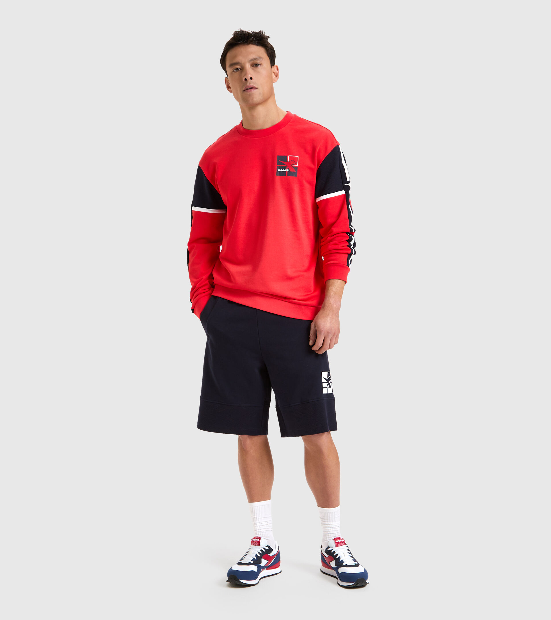 Cotton terrycloth sweatshirt - Men SWEATSHIRT CREW WEAVE POPPY RED - Diadora