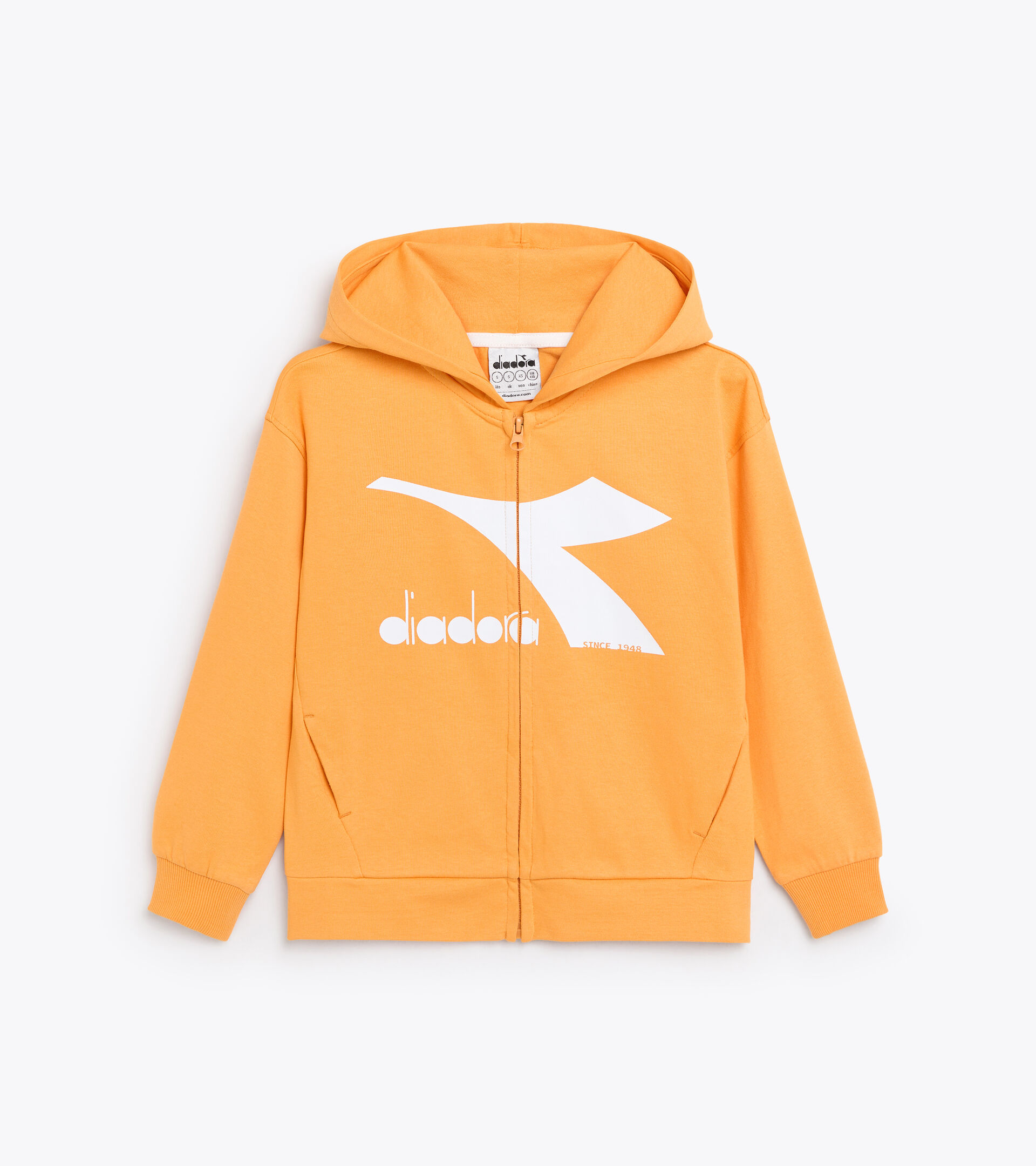 Felpa in cotone - Bambini/e JU.HOODIE FZ ARANCIO MANDARINO - Diadora