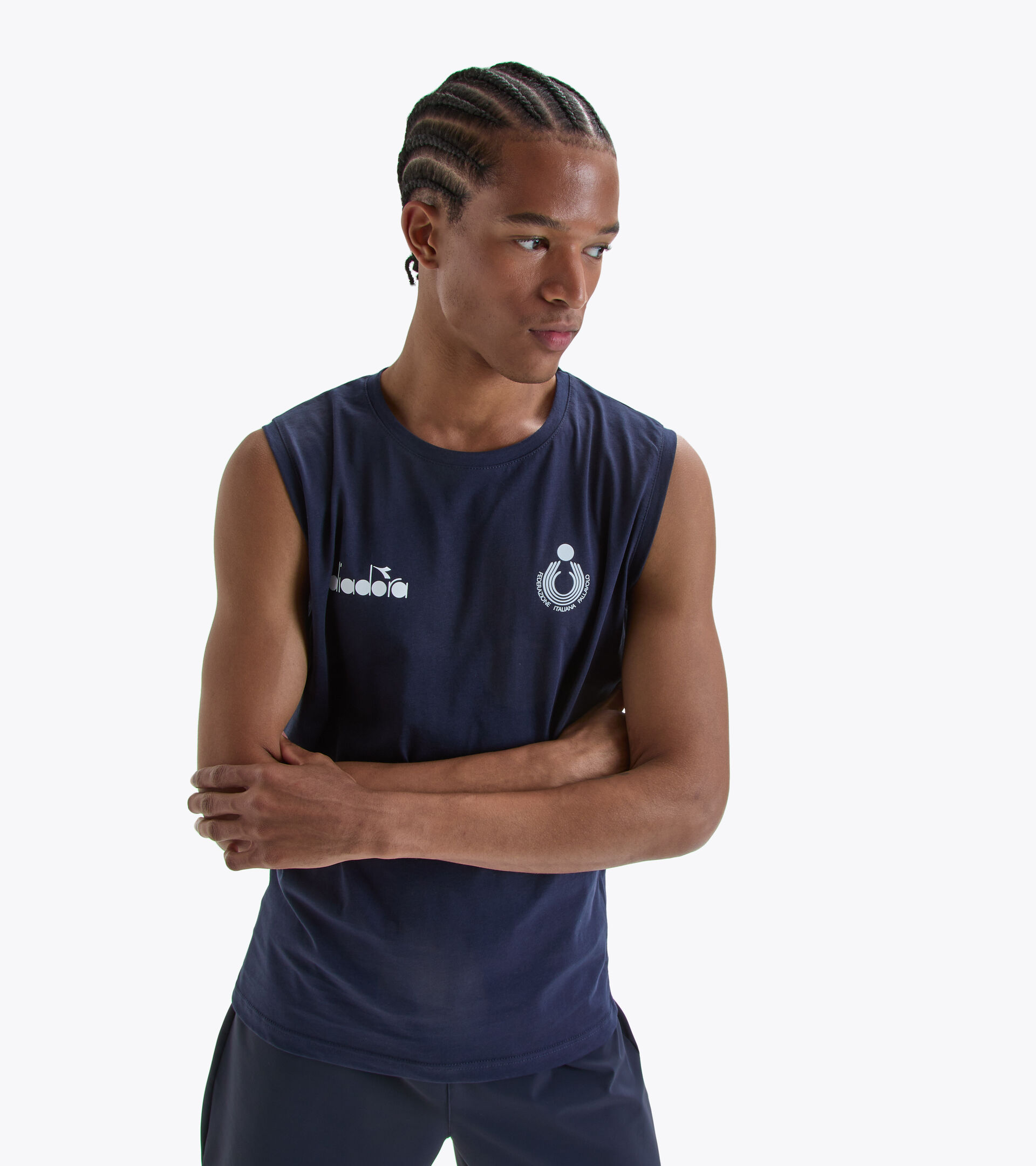 Sleeveless shirt Men - Italy National Volleyball Team SLEEVELESS ALLENAMENTO UOMO BV ITALIA NAVY BLAZER - Diadora