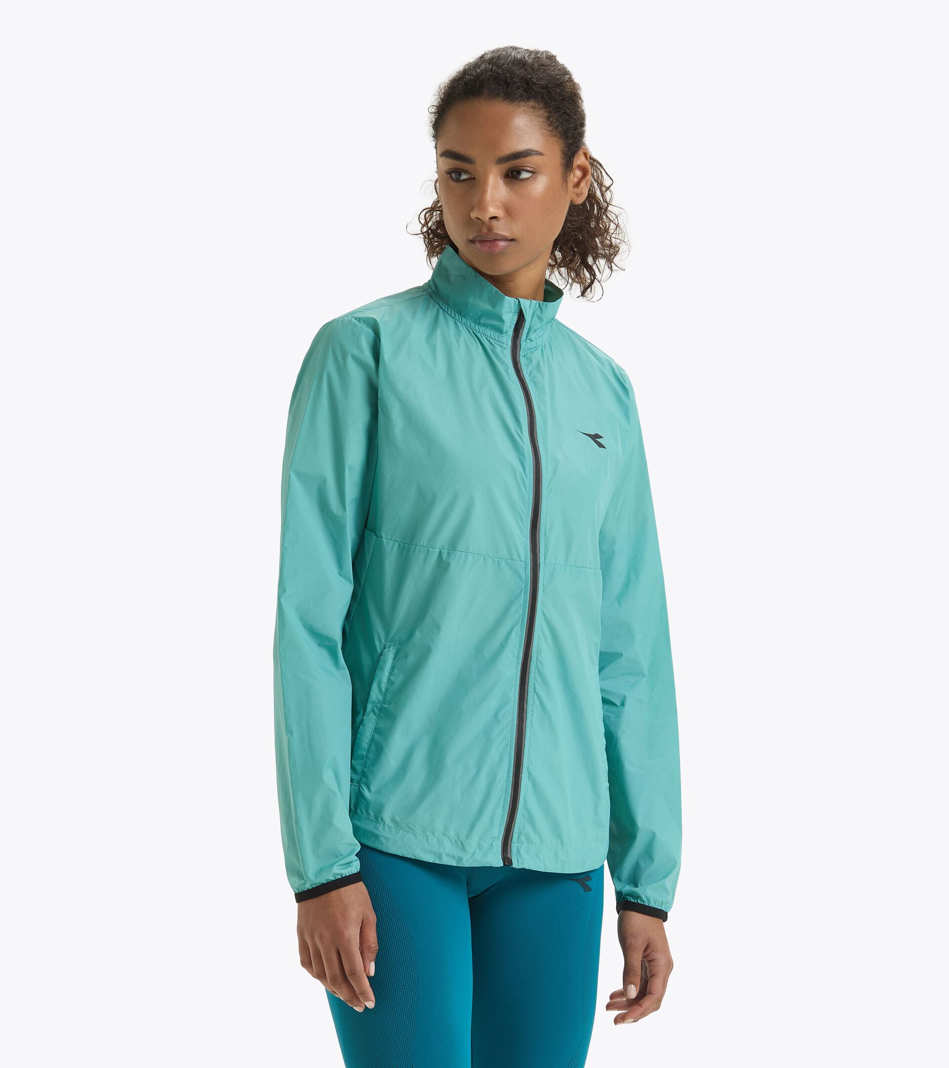 Giacca impermeabile e windproof - Donna L. PACKABLE WIND JACKET AZZURRO TURCHESE POLVERE - Diadora