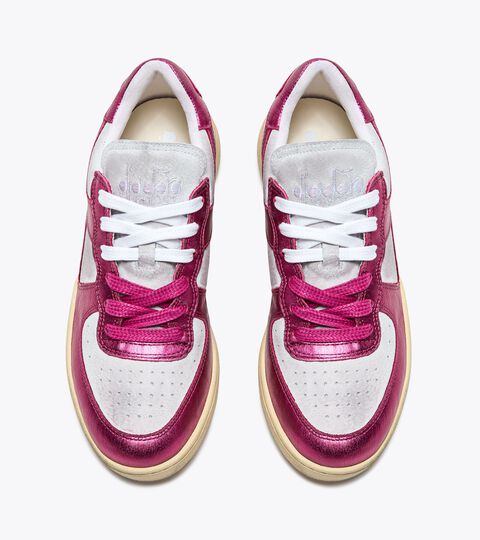 MI BASKET LOW METAL PIGSKIN USED WN, WHITE/VIOLET STICK RED Heritage shoes - Women MI BASKET LOW METAL PIGSKIN USED WN WHITE/VIOLET STICK RED - Diadora