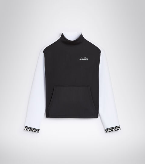 L. SWEAT BE ONE, WHITE/BLACK Running sweatshirt - Women L. SWEAT BE ONE WHITE/BLACK - Diadora