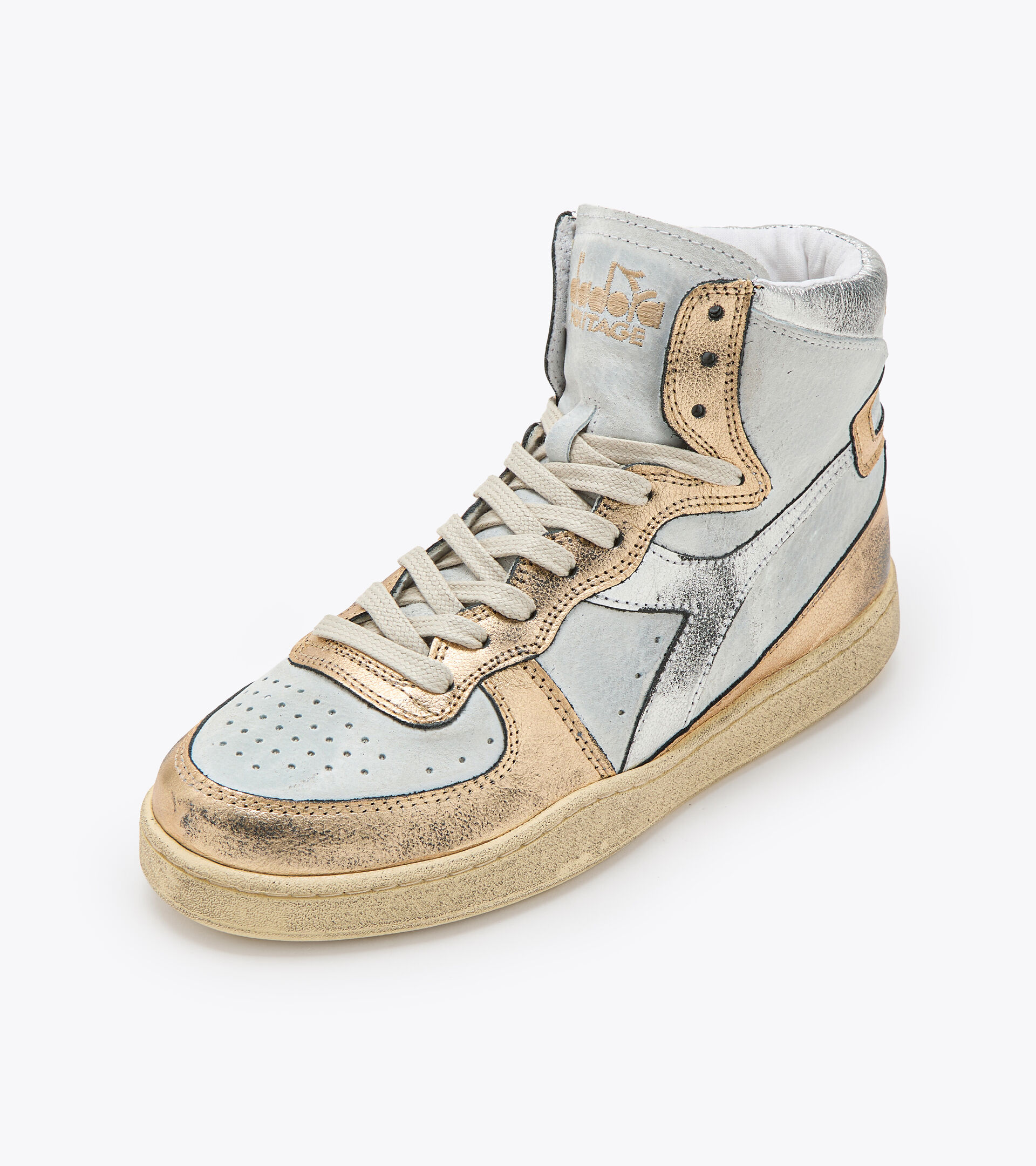 Heritage-Schuh - Gender neutral MI BASKET METALLIC PIGSKIN USED BIANCO/BEIGE - Diadora