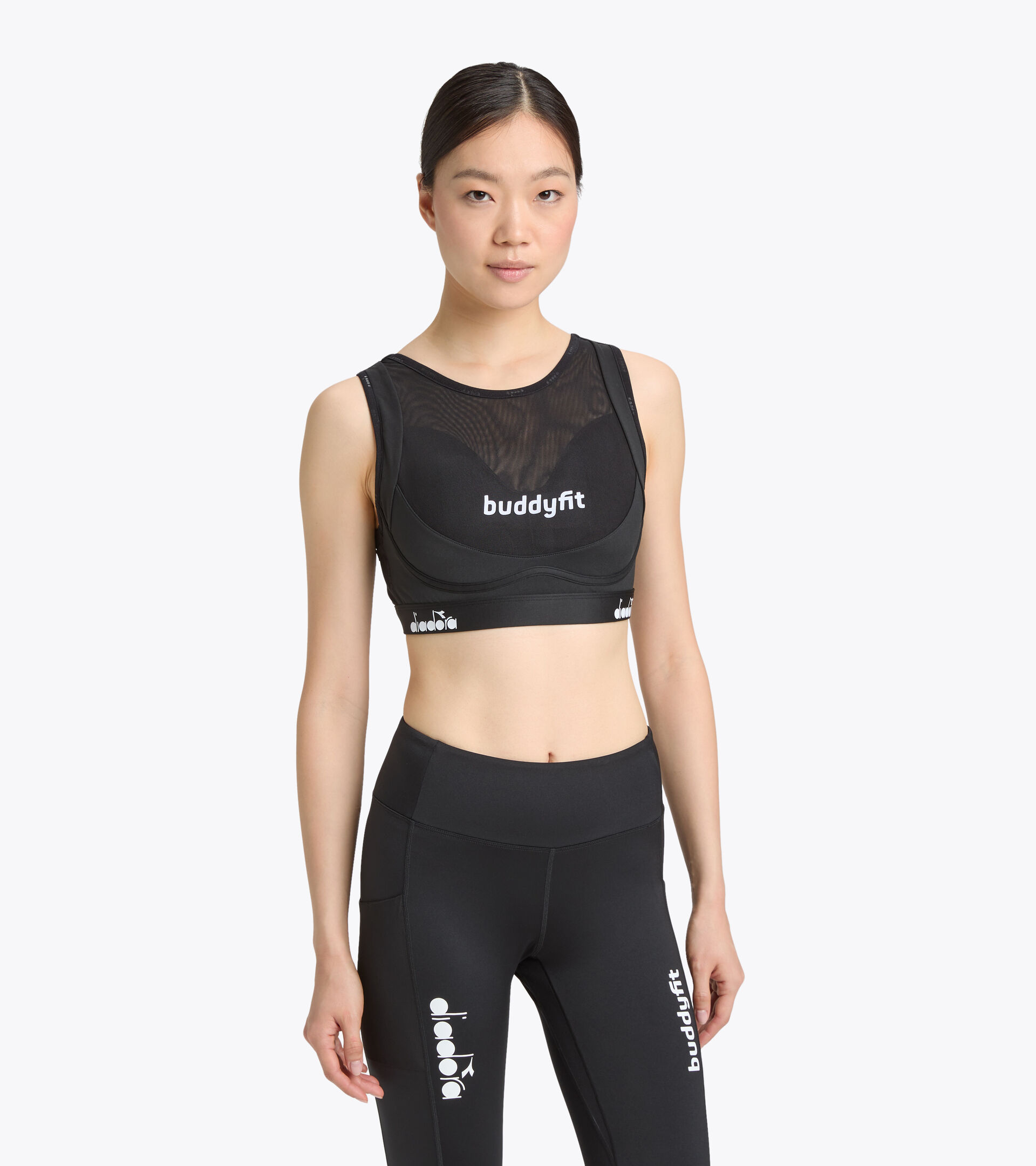 Sujetador para entrenar de sujeción moderada - Mujer L. MEDIUM HIGH BRA BUDDYFIT NEGRO - Diadora