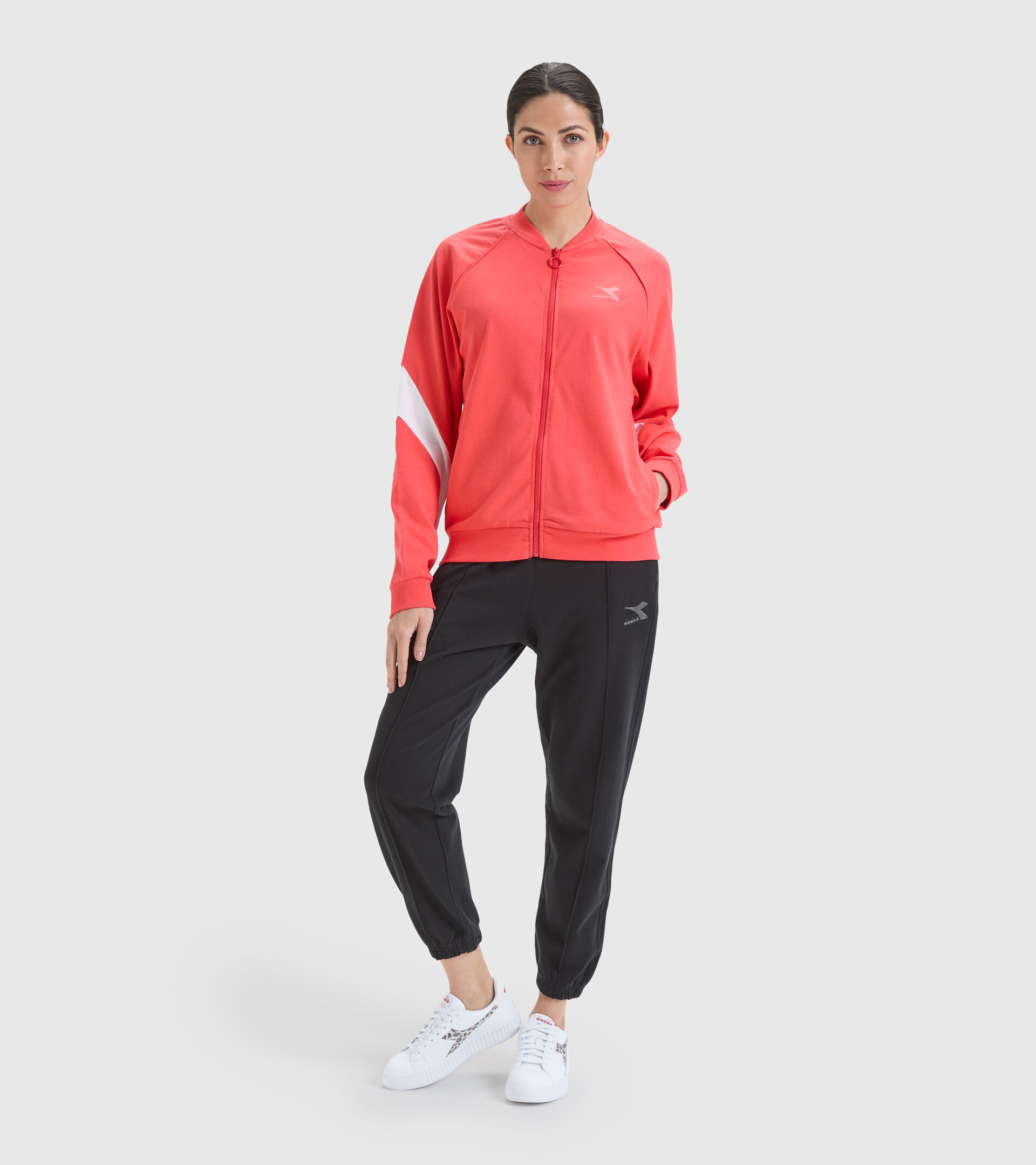 Survêtement de sport en coton - Femme L.TRACKSUIT FZ CORE CHAUD CORAIL - Diadora