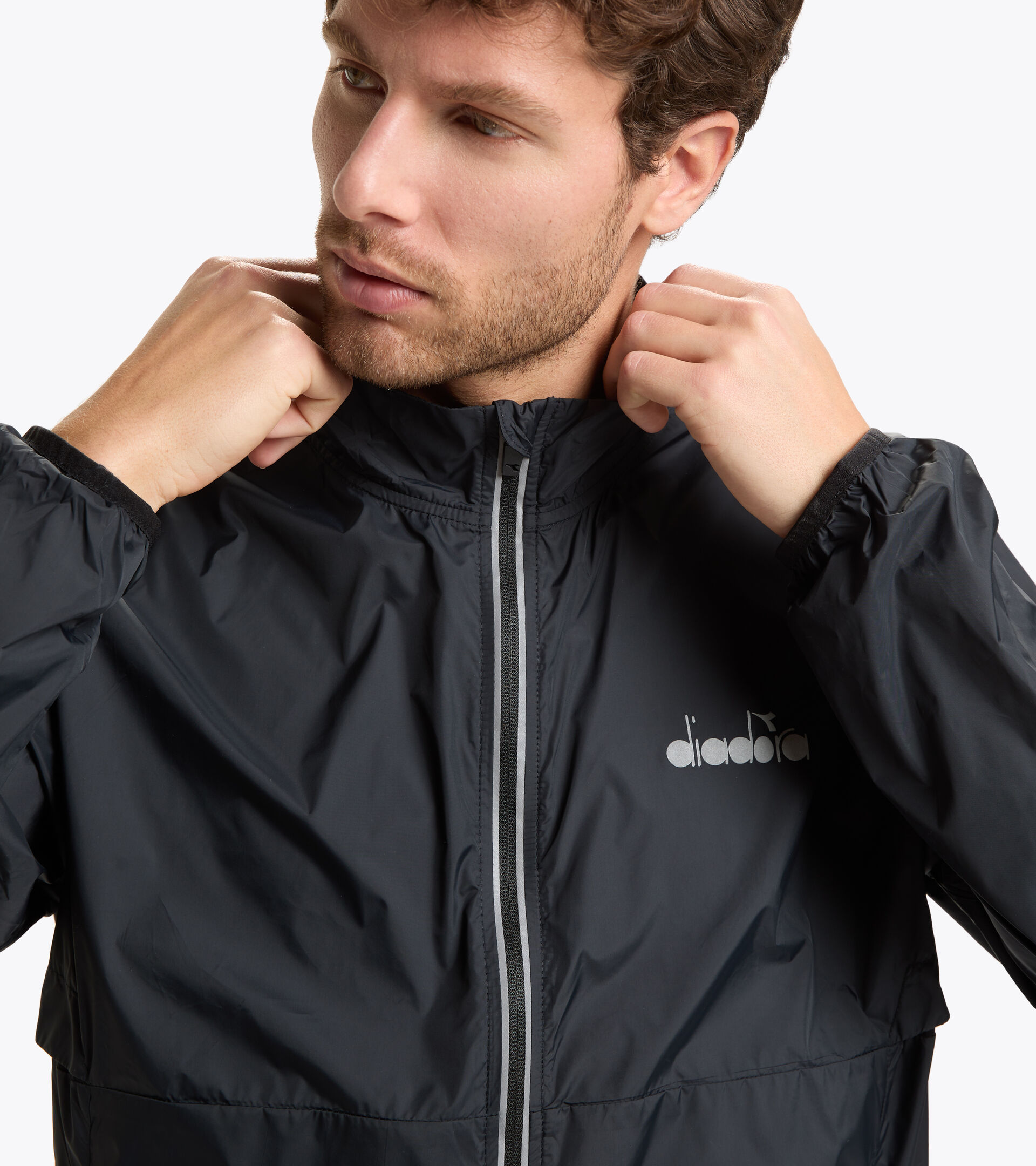 Chaqueta cortavientos para correr - Hombre PACKABLE WIND JACKET NEGRO - Diadora