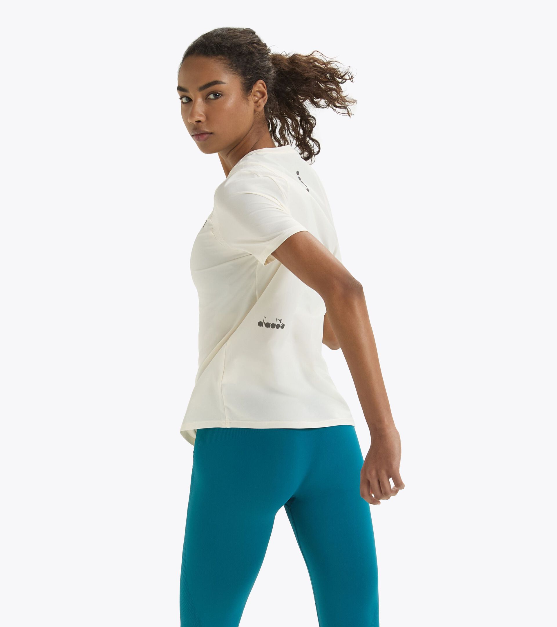 T-shirt da running  - Donna L. SS T-SHIRT TECH RUN CREW BIANCO SOSPIRO - Diadora