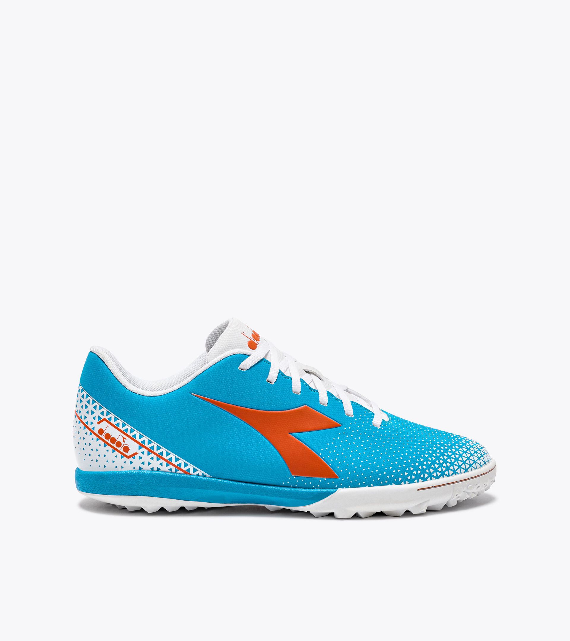 Chaussures de futsal pour terrains durs ou gazon synthétique PICHICHI 6 TFR CYAN BLEU FLUO/BLANC/ORANGE - Diadora