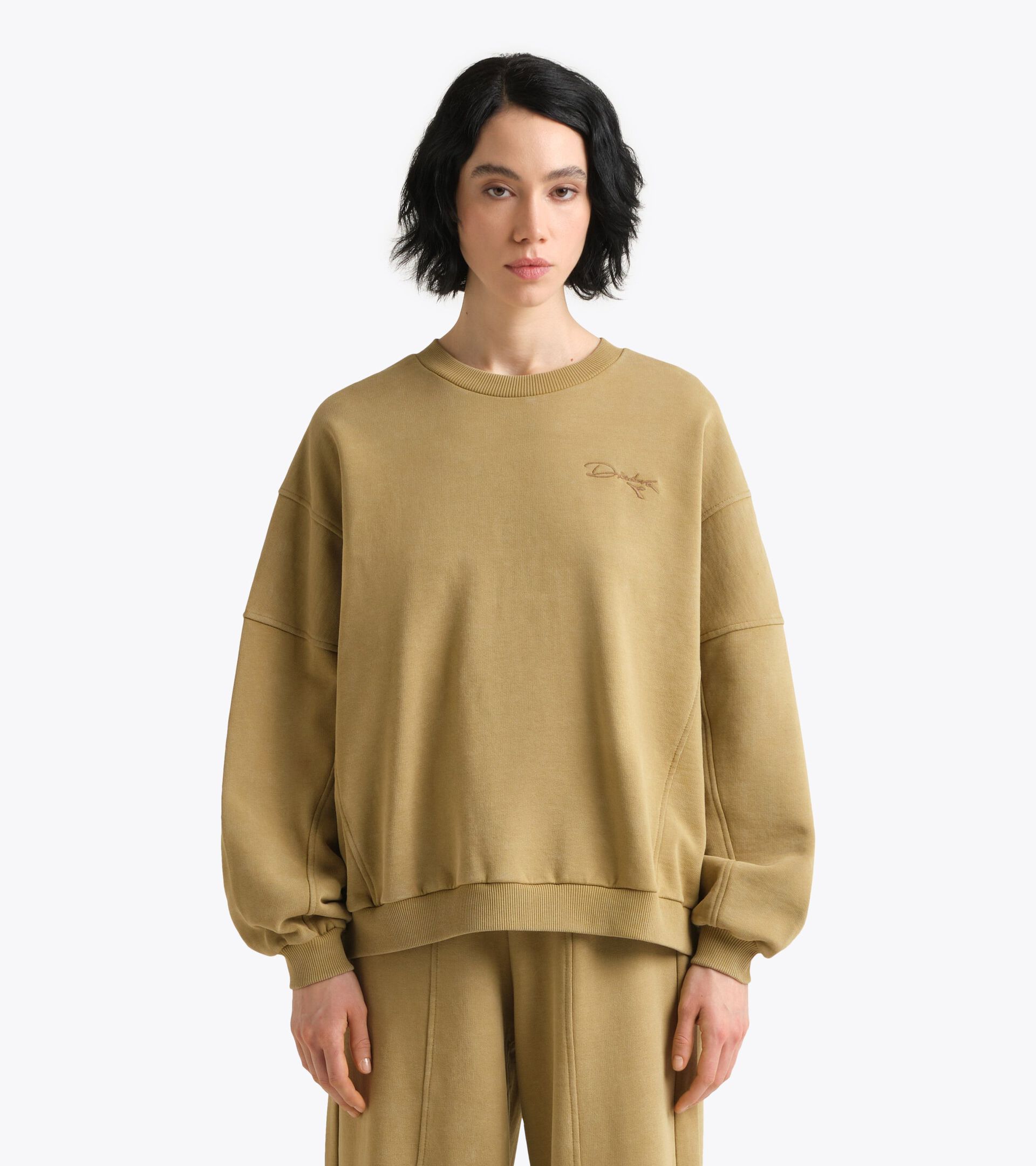 Sudadera de algod&oacute;n grueso estilo retro - Mujer
 L. SWEAT AVENUE LAB CAQUI - Diadora