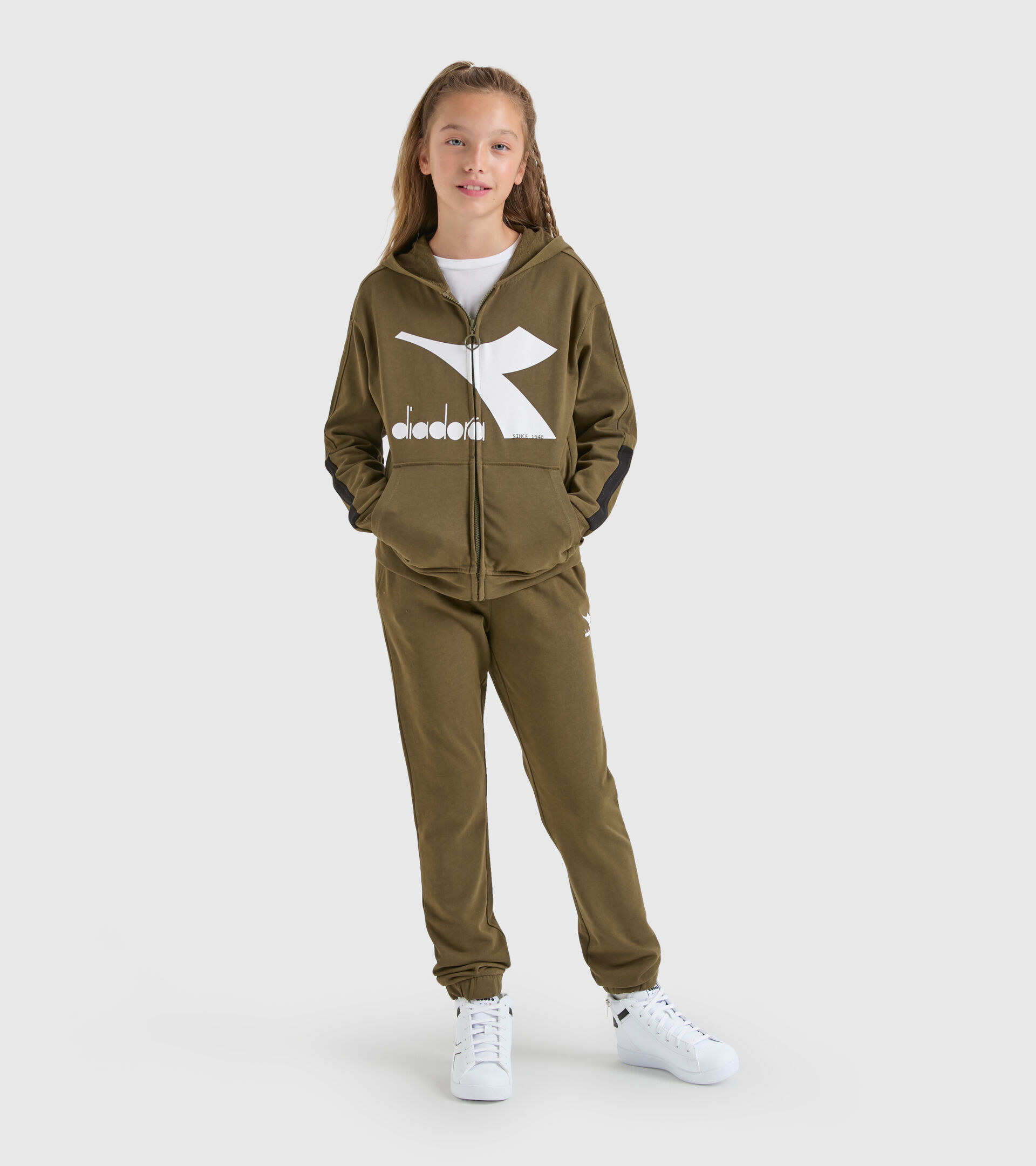Trainingsanzug - Kinder JU.TRACKSUIT HD FZ CHROMIA MILITAROLIV - Diadora