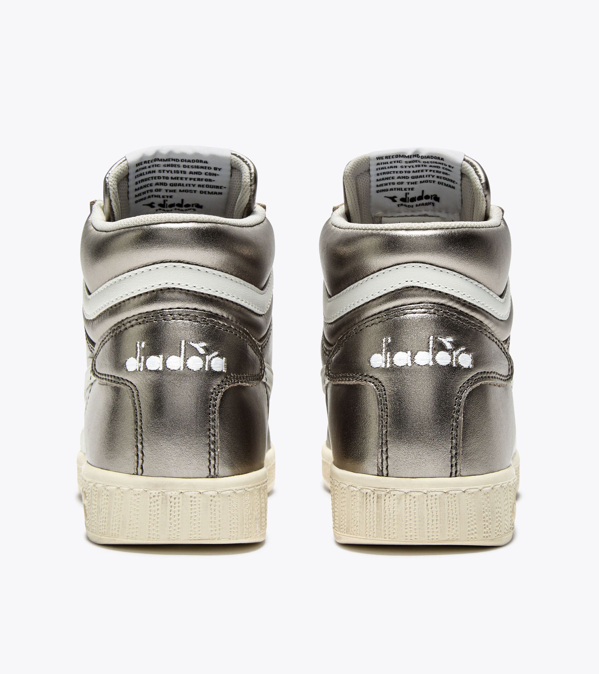 Leather sports sneakers - Women’s  GAME L HIGH METALLIC WN SILVER METALIZED - Diadora