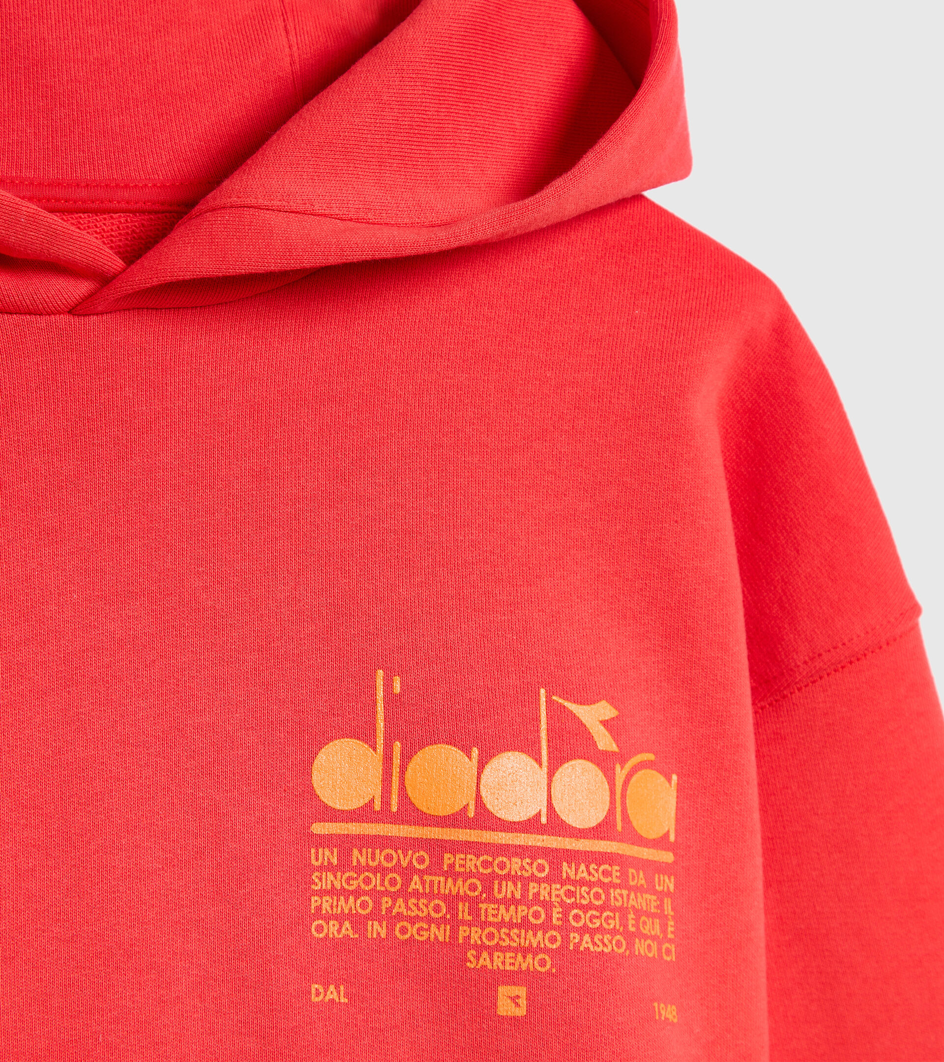 Organic cotton hoodie - Unisex HOODIE MANIFESTO POPPY RED - Diadora