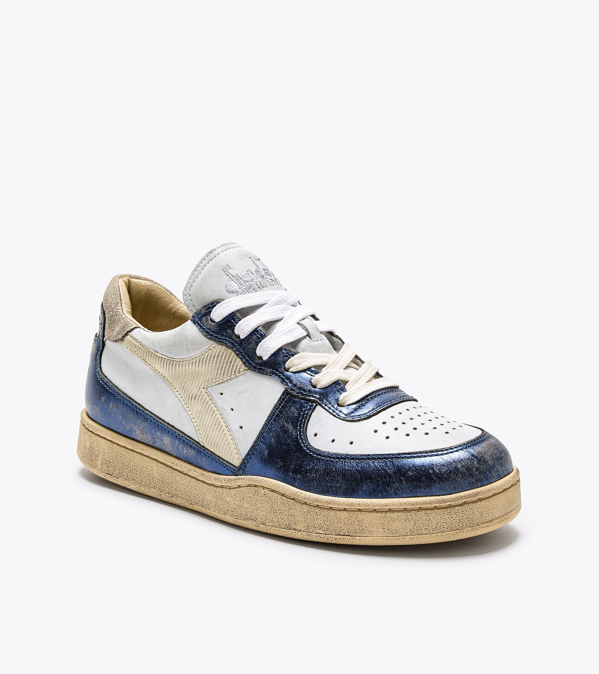 Heritage shoes - Gender neutral MI BASKET LOW METALLIC DIRTY WHITE/TWILIGHT BLUE - Diadora