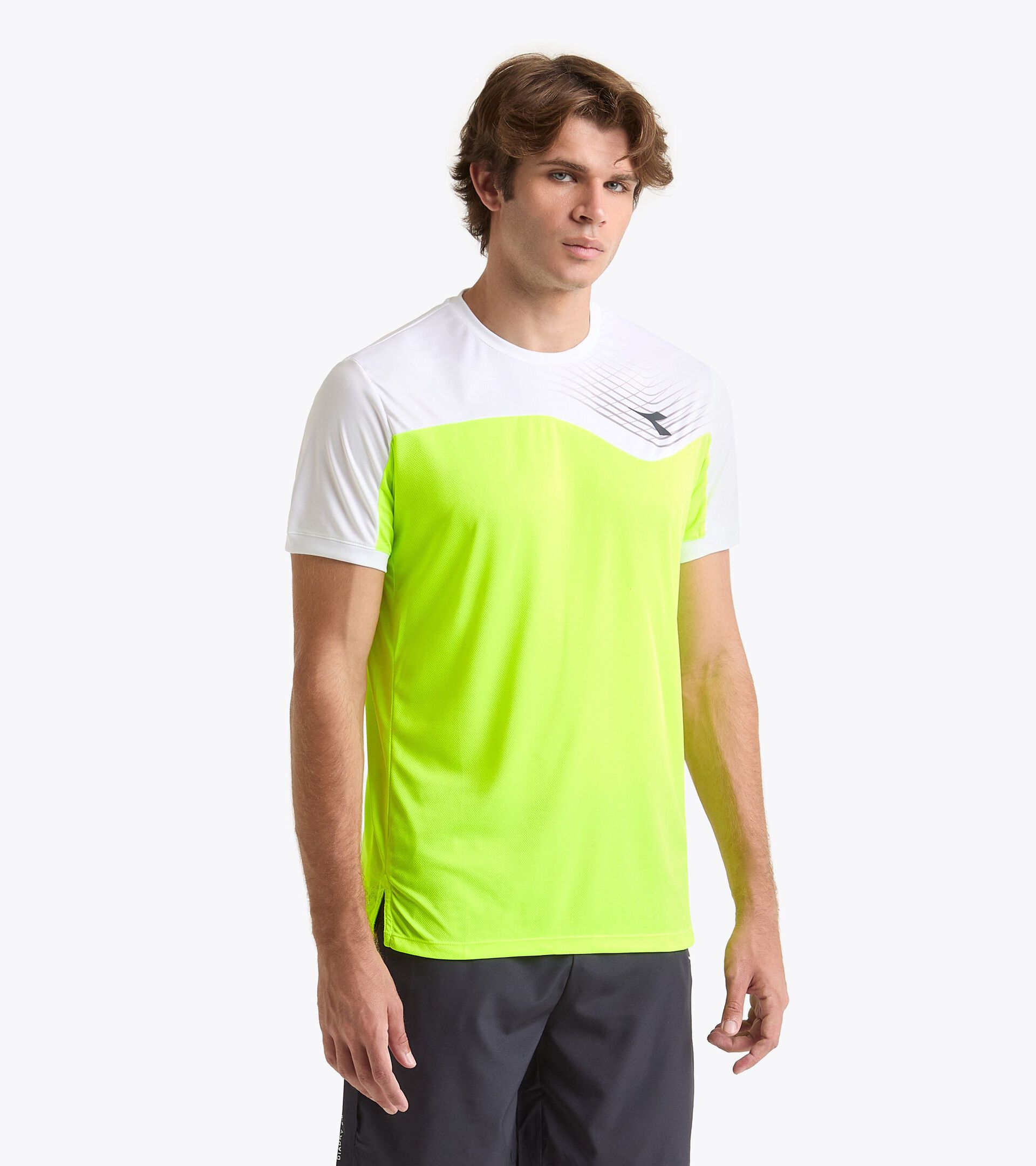 T-shirt de tennis - Homme T-SHIRT COURT JAUNE FLUO DD - Diadora