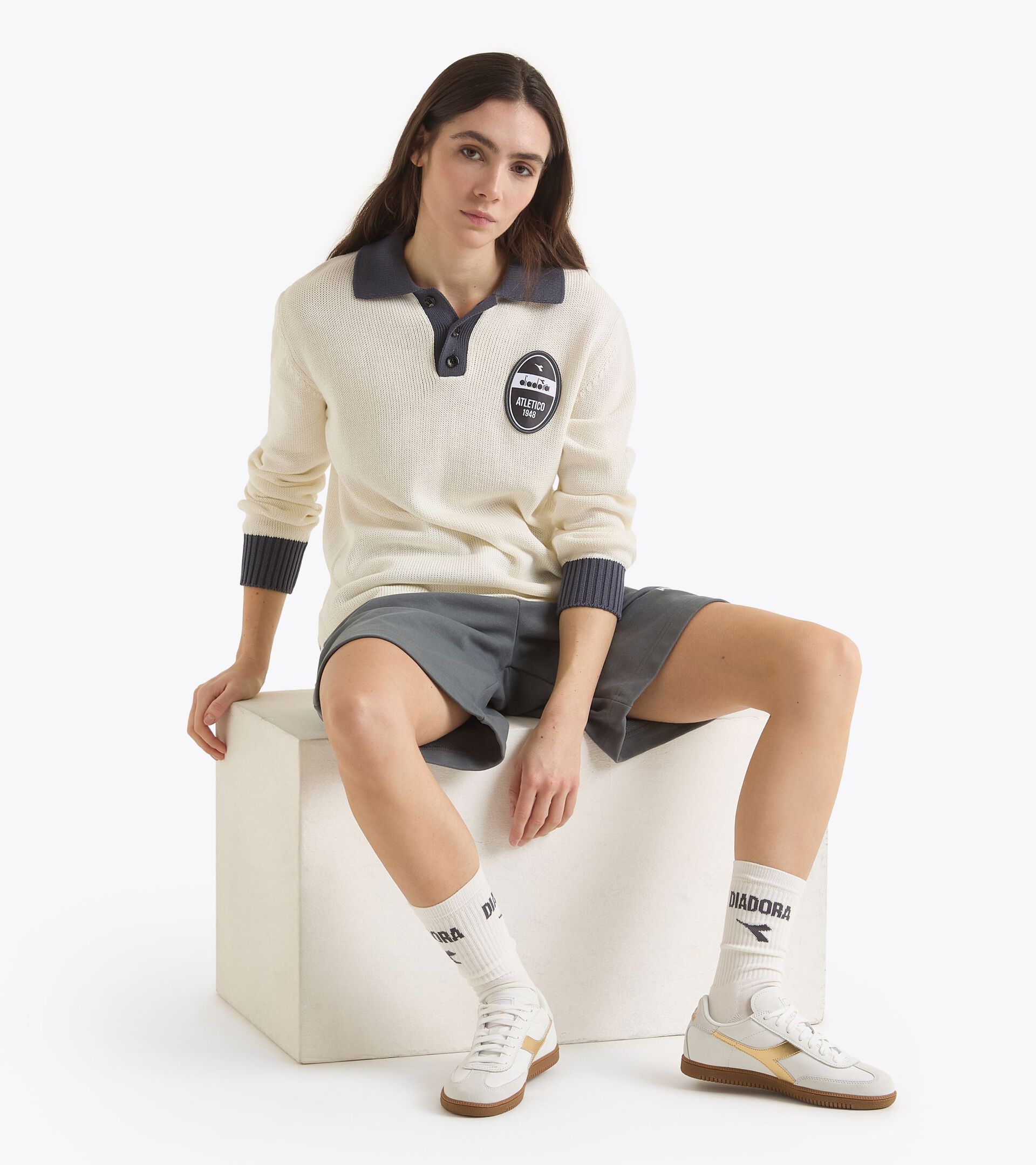 Long-sleeved Legacy polo - Made in Italy - All-gender POLO LS  LEGACY WHITE ALYSSUM - Diadora