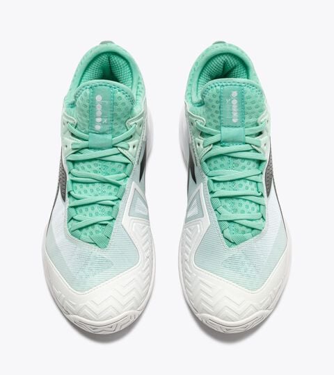 Tennis shoe for clay courts and firm grounds - Precision - Women&rsquo;s
 SPEED BLUSHIELD FLY 5 W AG CABBAGE/ BLACK/WHITE - Diadora