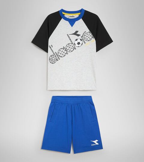 JB.SET SS SCORE, BIANCO OTTICO/GRIGIO CHIARO ME Set T-Shirt/Shorts aus Baumwolle - Jungen JB.SET SS SCORE BIANCO OTTICO/GRIGIO CHIARO ME - Diadora