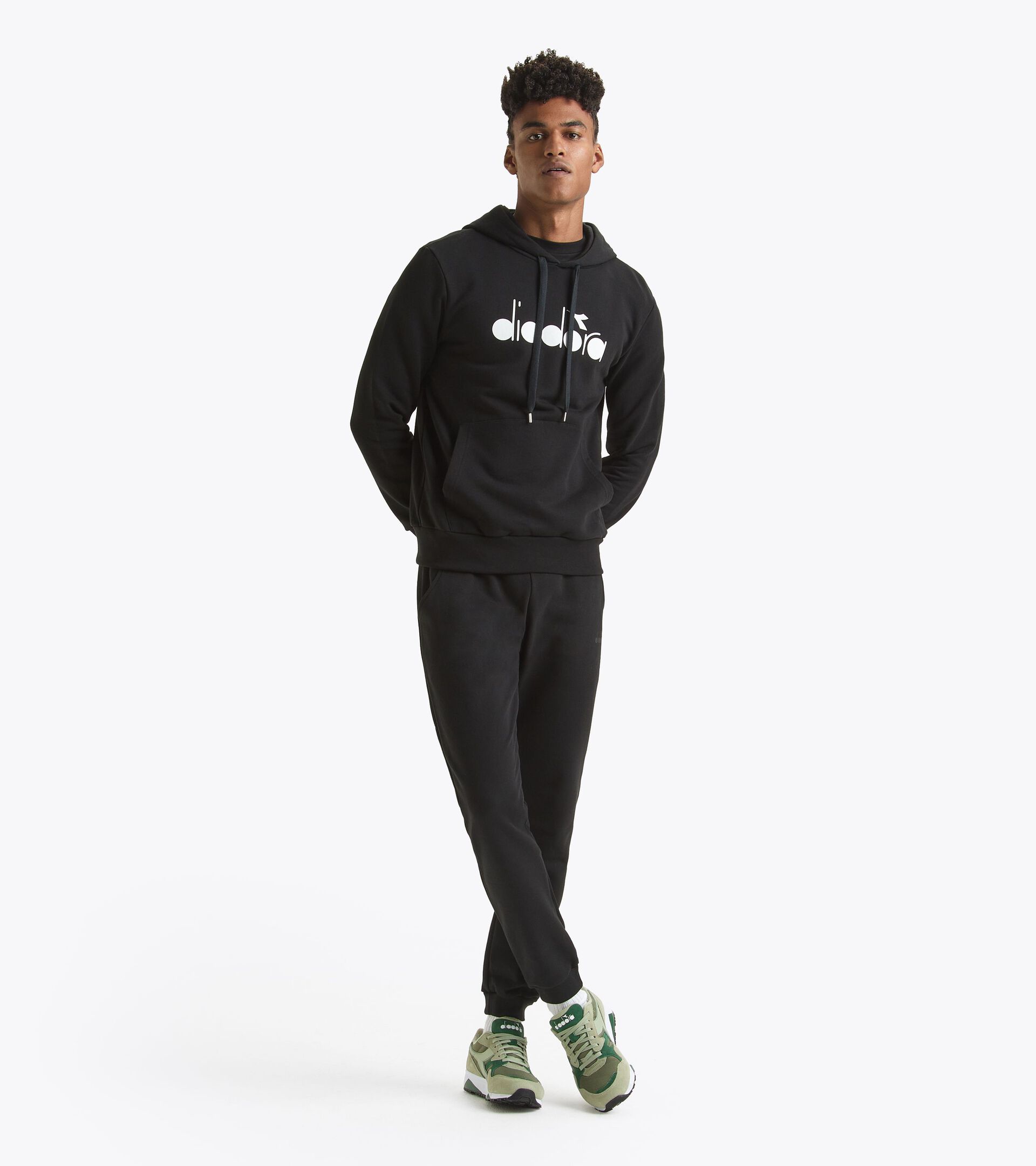 Sporty hoodie - Made in Italy - Gender Neutral HOODIE LOGO BLACK - Diadora