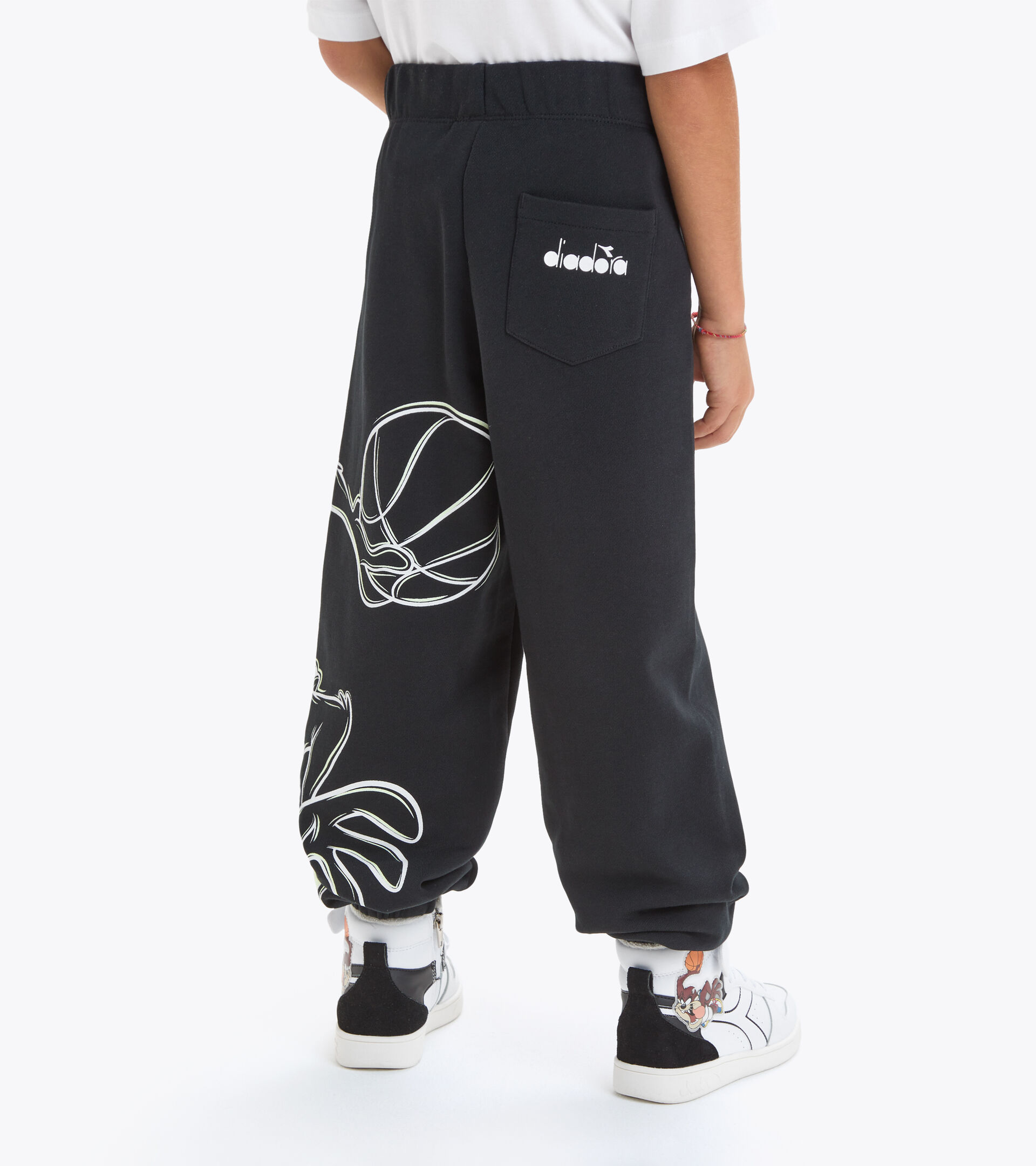 Cotton terrycloth joggers - Kids JU.JOGGER PANT WB BLACK/OPTICAL WHITE - Diadora