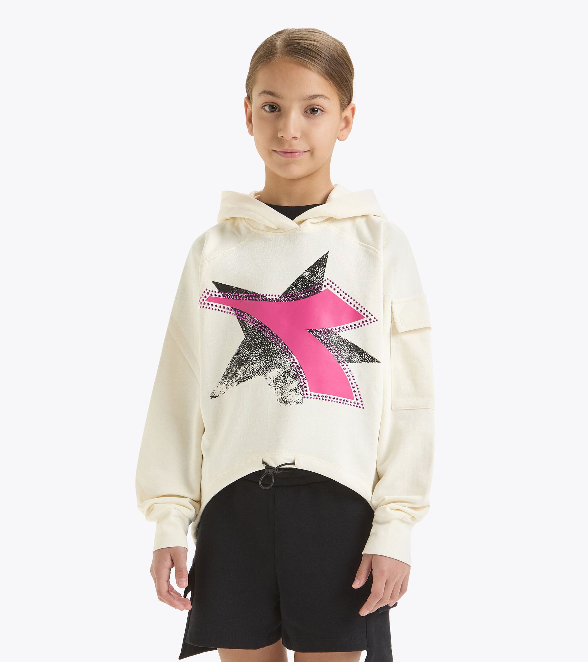 Sweat-shirt à capuche - Fille
 JG. HOODIE CROP STARS CREME NUAGE - Diadora