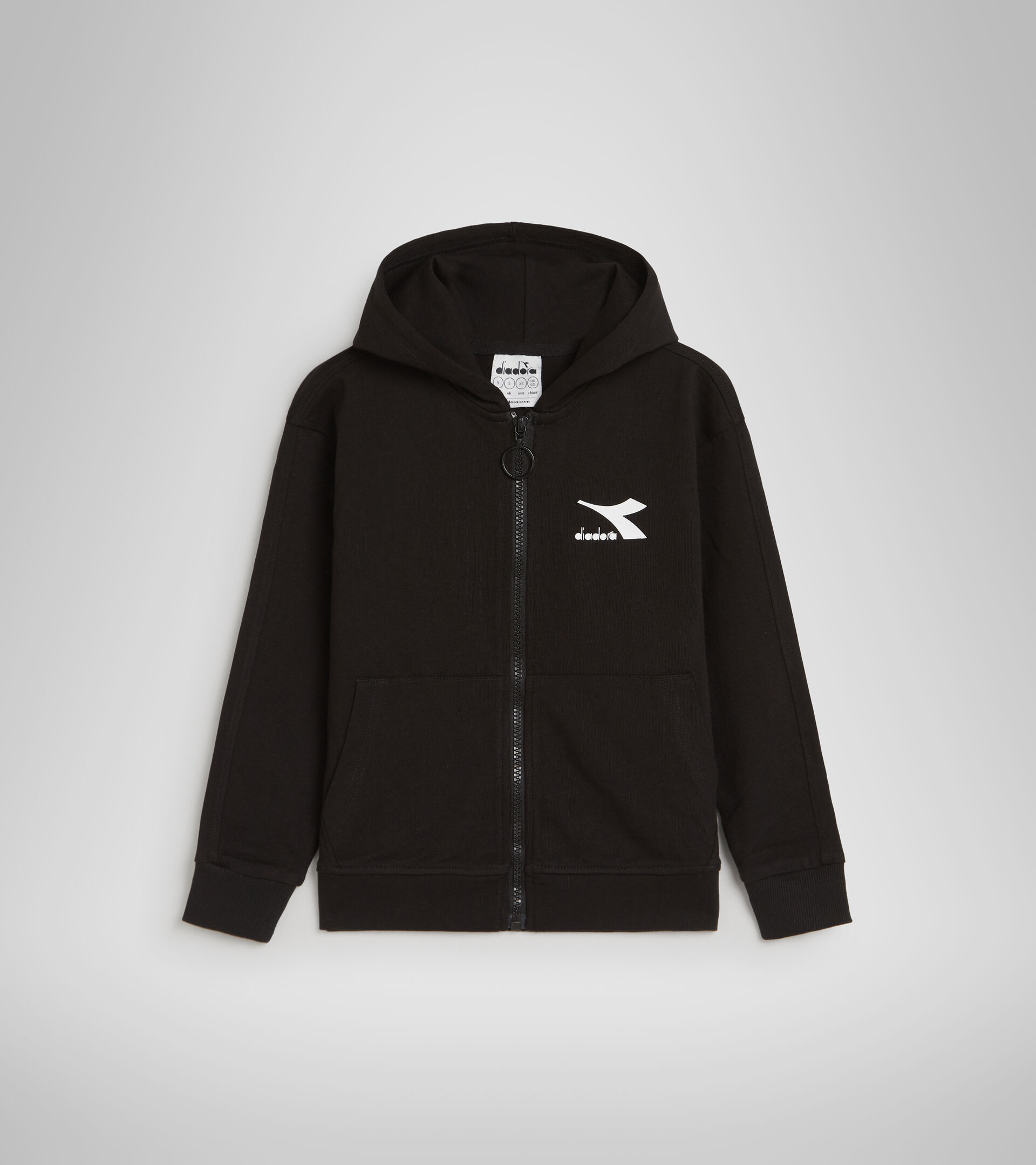 Sweat-shirt de sport en coton Junior - Unisexe JU. HOODIE FZ RAINBOW NOIR - Diadora