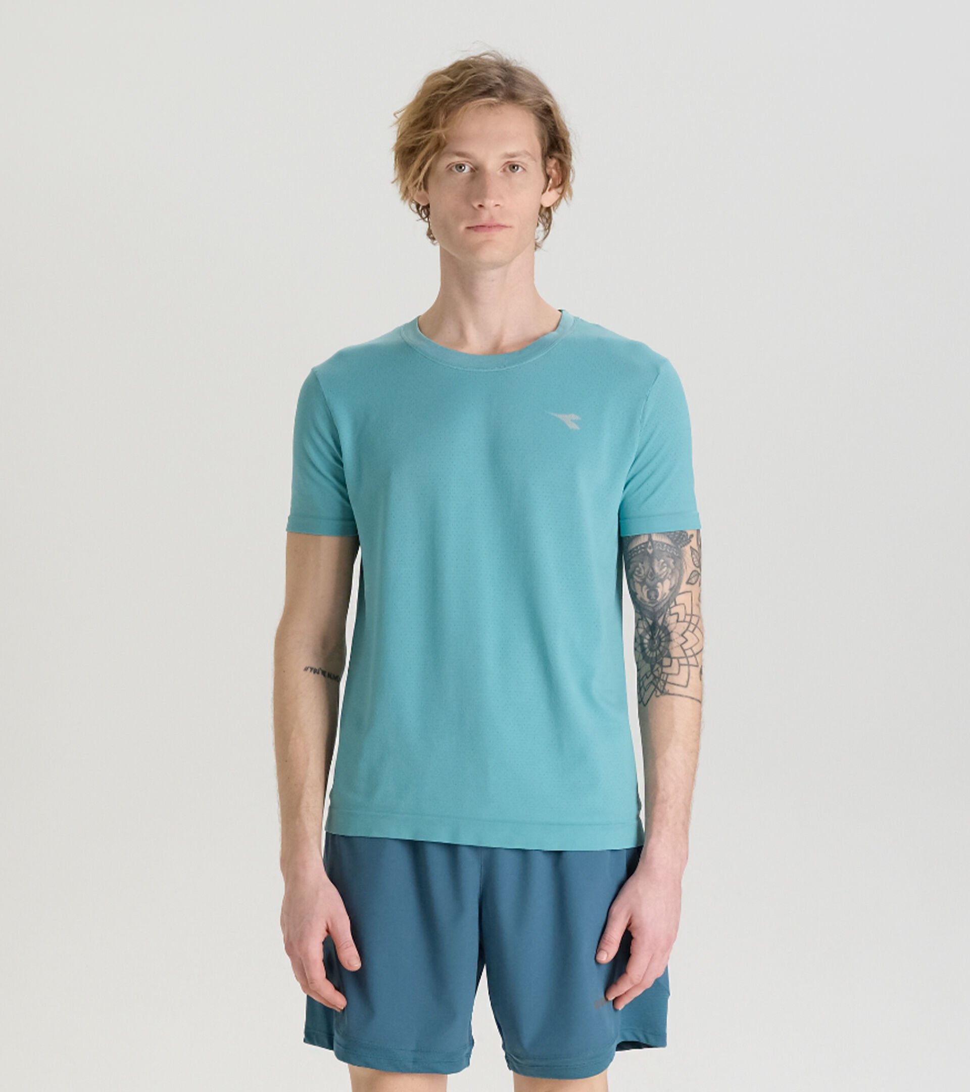 Camiseta de running sin costuras - Made in Italy - Hombre SS T-SHIRT SKIN FRIENDLY DUSTY TURQUOISE - Diadora