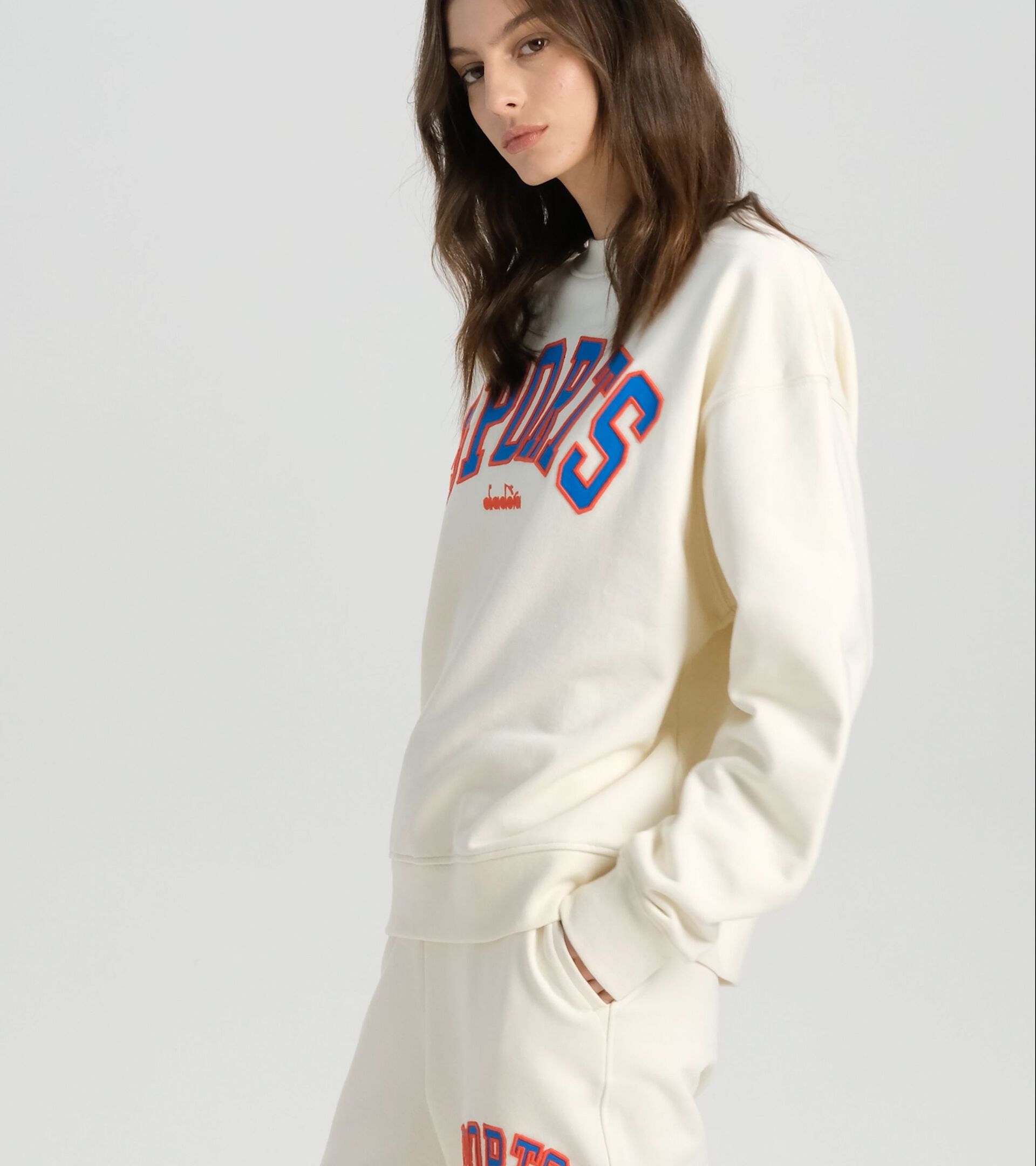 Crewneck sweatshirt - Made in italy - Gender Neutral SWEATSHIRT CREW LEGACY BUTTER WHITE - Diadora