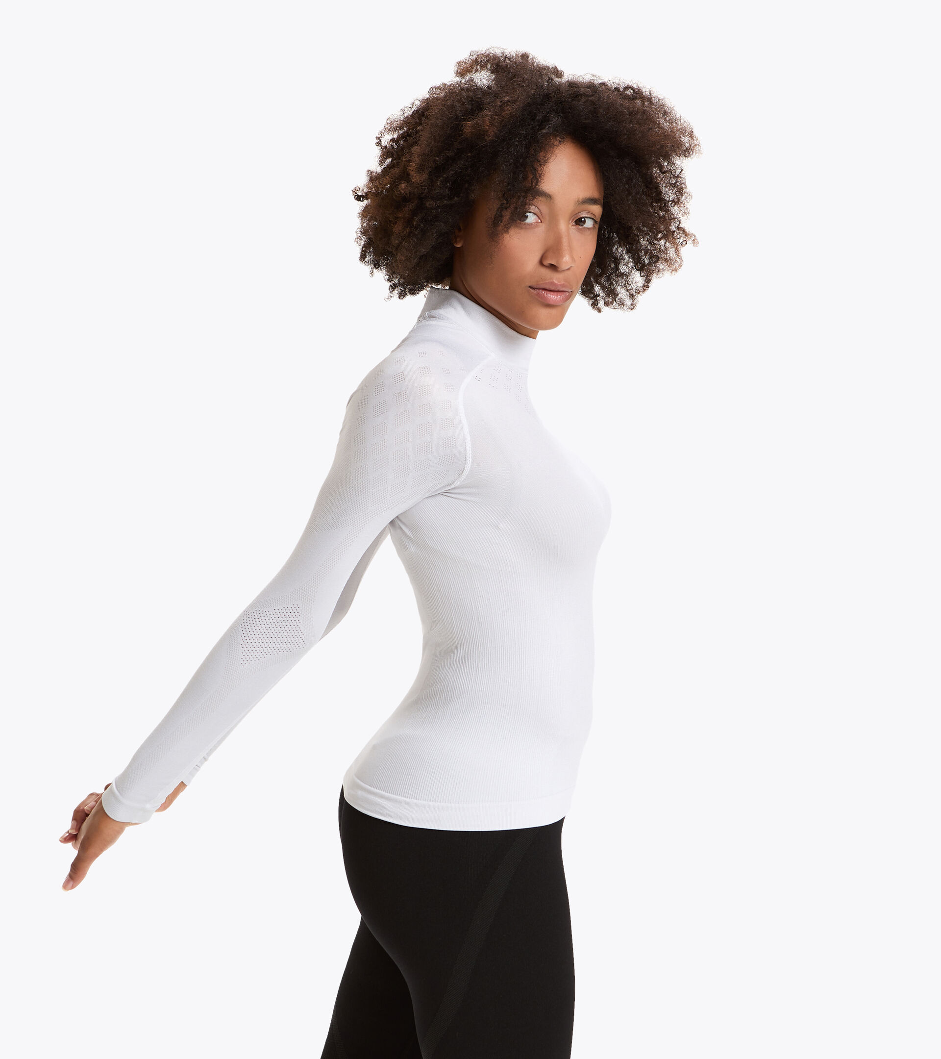 Long-sleeved training t-shirt - Women L. TURTLE NECK ACT OPTICAL WHITE - Diadora