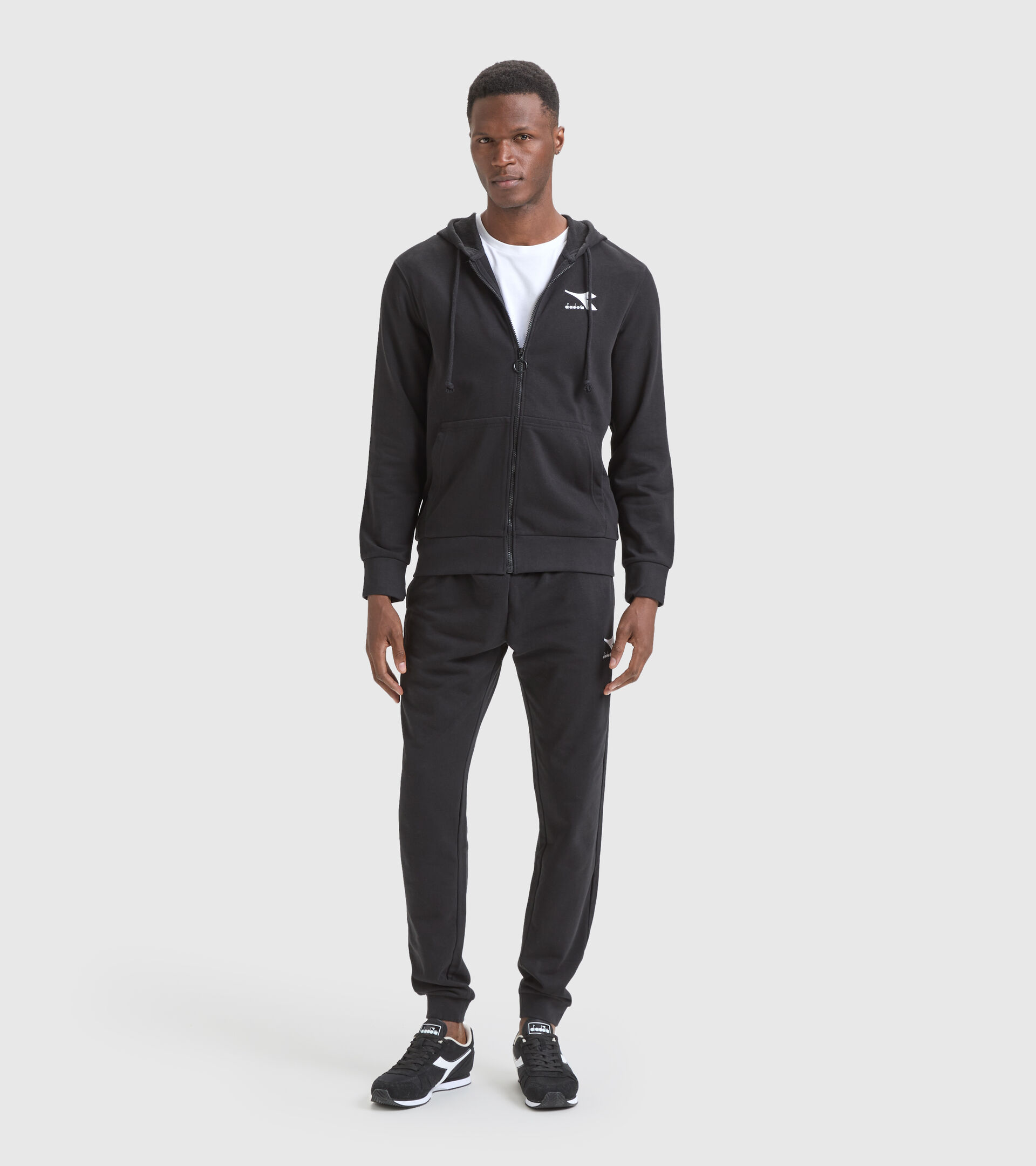 Cotton-blend sports sweatshirt - Men HOODIE FZ SWEAT CORE BLACK - Diadora