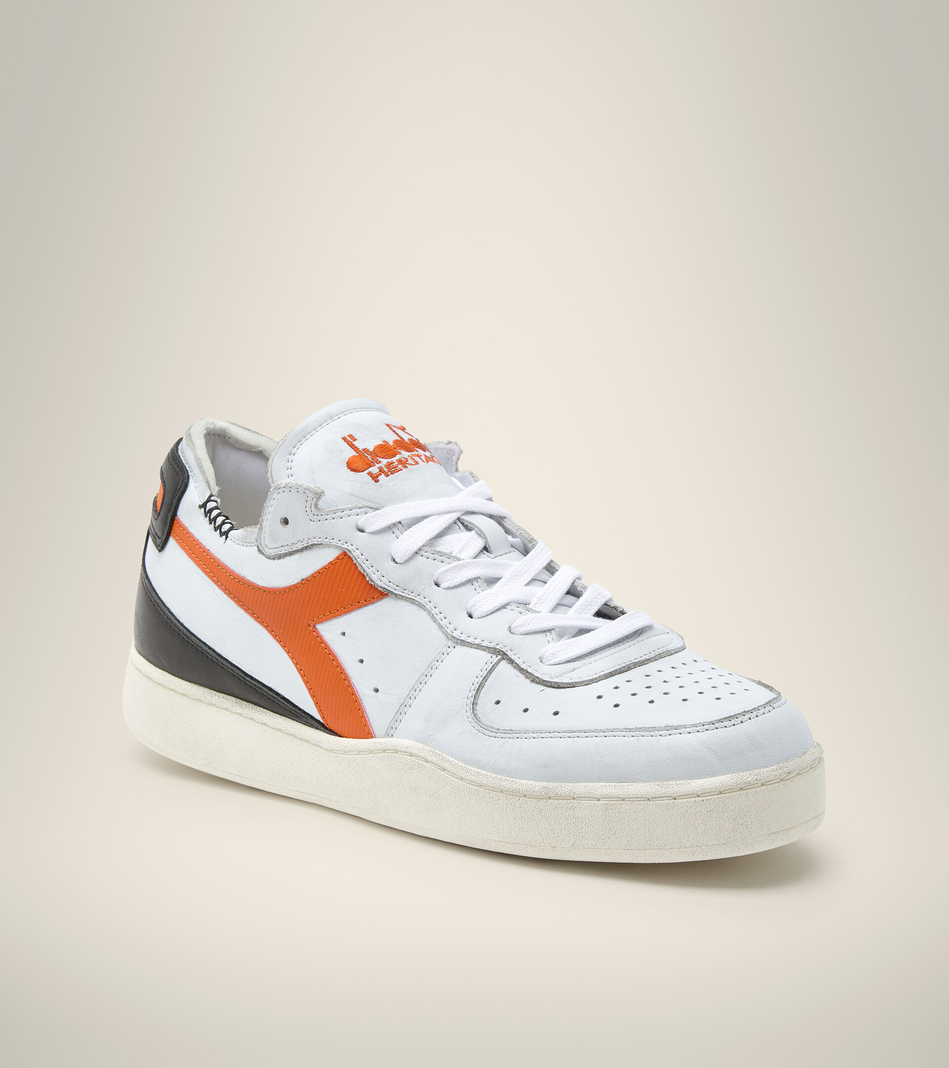 Heritage shoe - Unisex MI BASKET ROW CUT WHITE/ORANGE PEEL - Diadora
