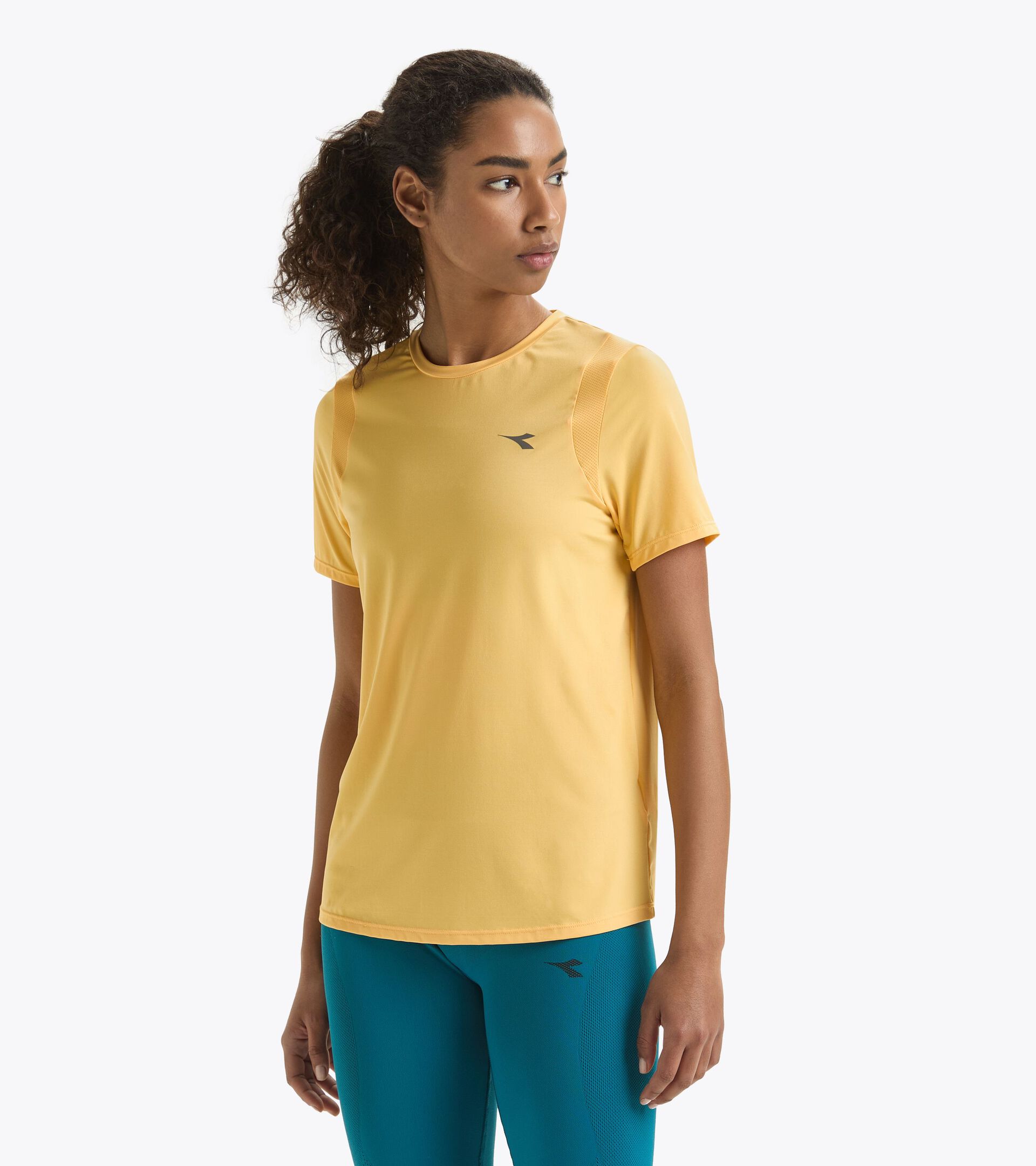 T-shirt de running - Femme L. SS T-SHIRT TECH RUN CREW JAUNE SOUCI CLAIR - Diadora