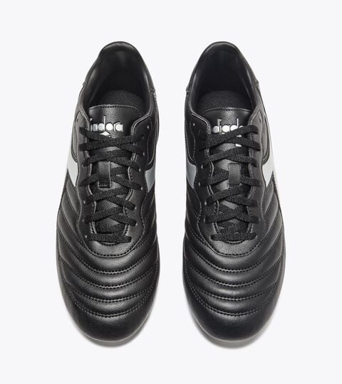 BRASIL R LPU, BLACK /SILVER DD Calcio boots for firm ground - Men's BRASIL R LPU BLACK /SILVER DD - Diadora