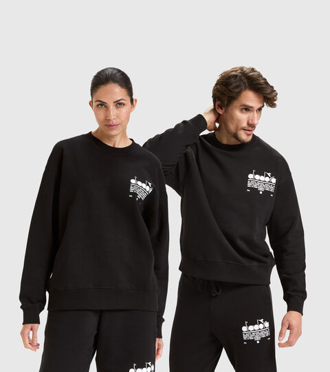 Rundhals-Sweatshirt aus aufgerauter Baumwolle - Unisex SWEATSHIRT CREW MANIFESTO SCHWARZ - Diadora