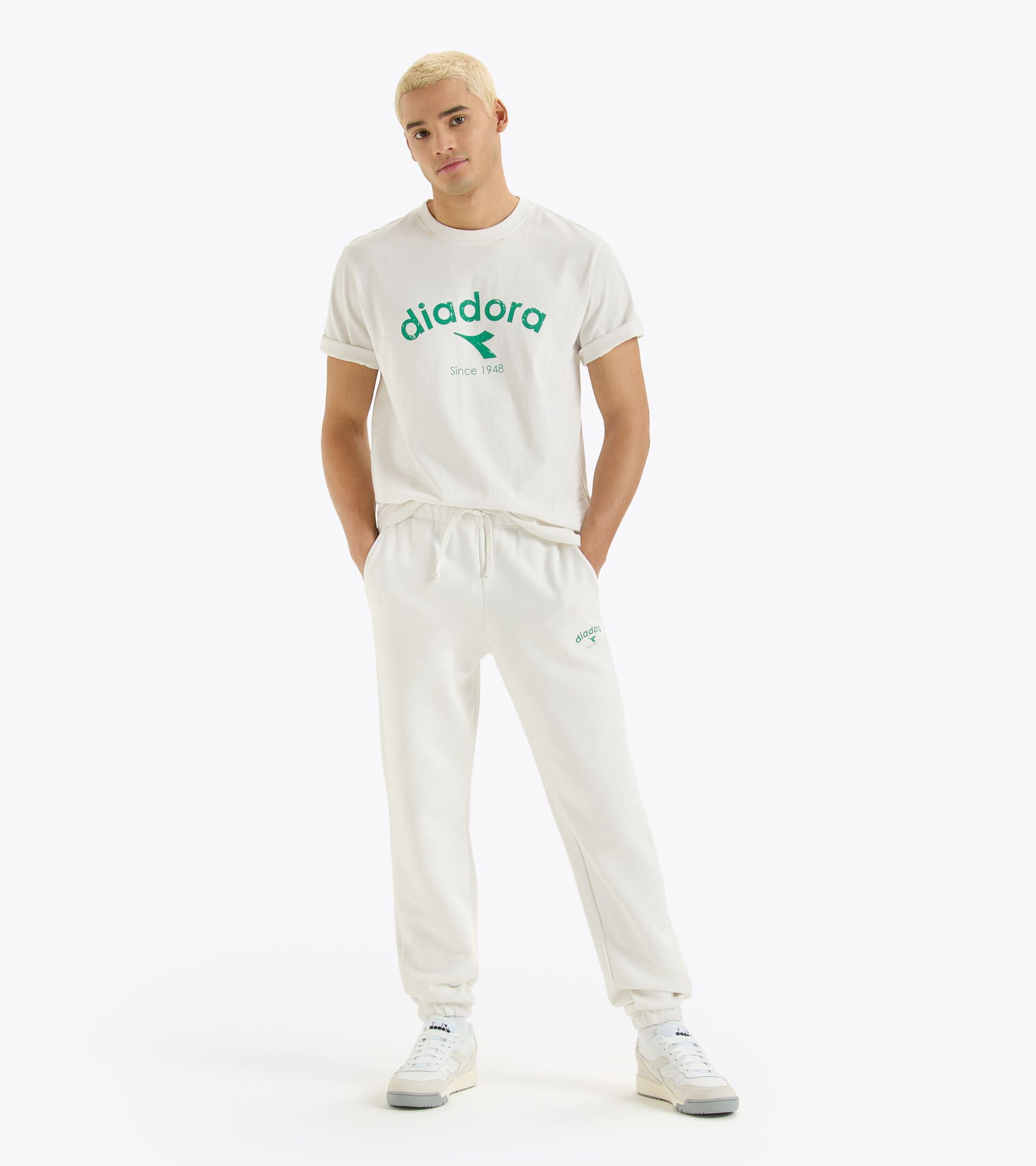 Pantaloni sportivi - Gender Neutral PANTS ATHL. LOGO BIANCO LATTE - Diadora