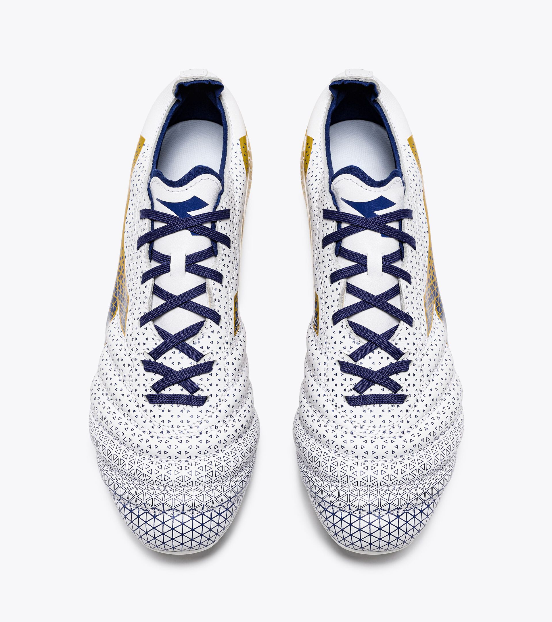 Calcio boots for firm ground - Men's BRASIL ELITE GR LT LP12 WHITE/MAZARINE BLUE/GOLD - Diadora