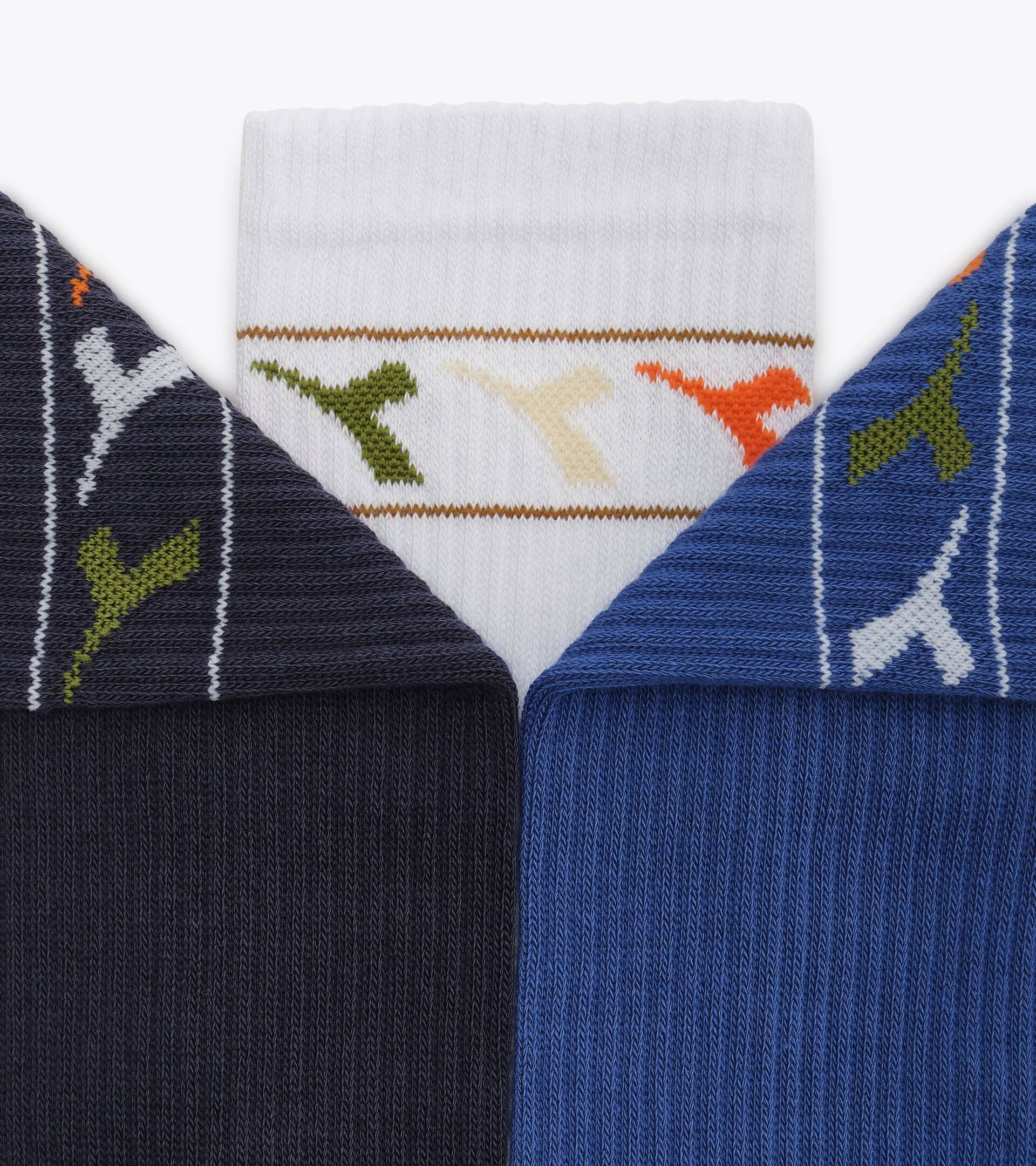 Set of Soccer Socks - Made in Italy - All-gender SOCCER SOCKS 3PACK LEGACY OPTICAL WHITE/NAVY/BLUE DENIM - Diadora