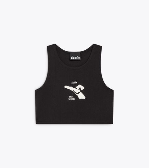 Cropped-T-Shirt mit Logo - Mädchen
 JG. CROP TOP SMILE LOGO SCHWARZ - Diadora