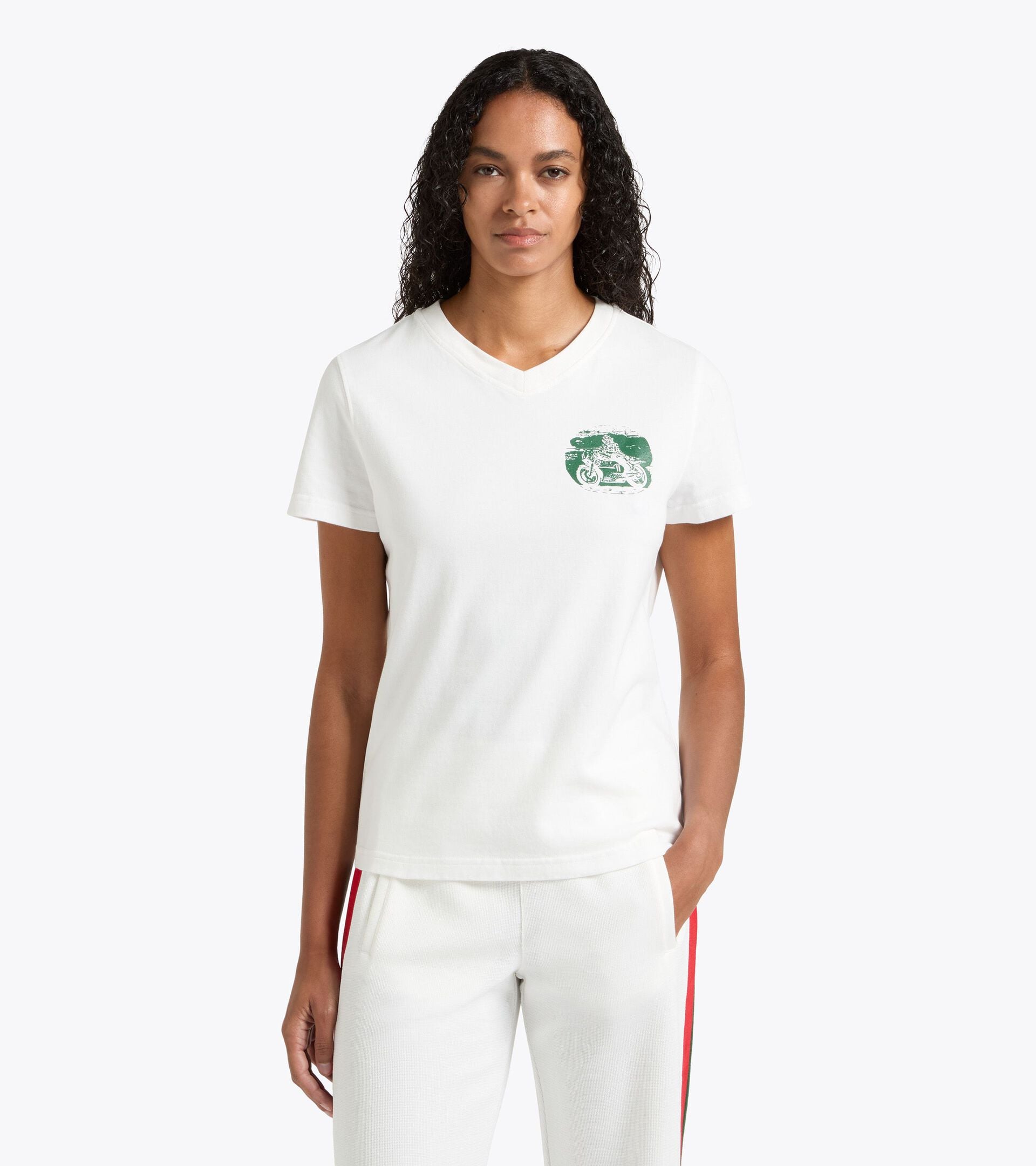 Cotton T-shirt - Made In Italy - Women&rsquo;s L. T-SHIRT SS LEGACY WHITE MILK - Diadora