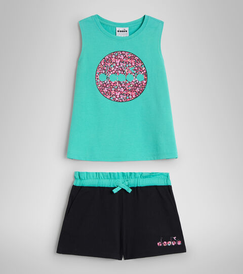JG.SET SL BLOOM, BISCAY GREEN Sports vest top/shorts set - Girls JG.SET SL BLOOM BISCAY GREEN - Diadora