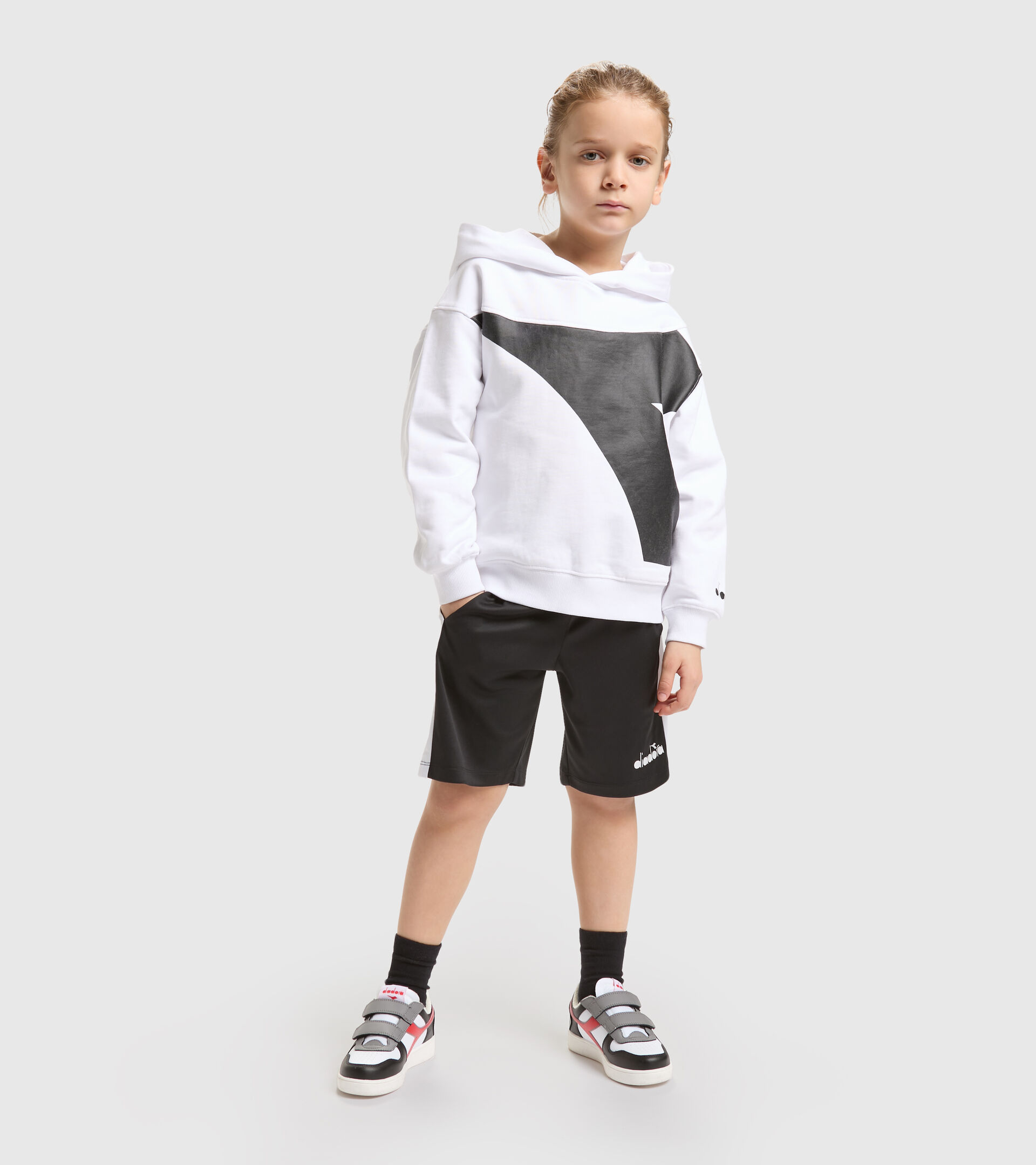 Sports sweatshirt with maxi-logo - Boys JB.HOODIE POWER LOGO OPTICAL WHITE - Diadora