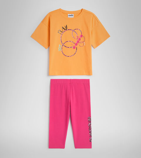 JG.SET HOOPS, PAPAYA Stretchy T-shirt and shorts set - Girls JG.SET HOOPS PAPAYA - Diadora