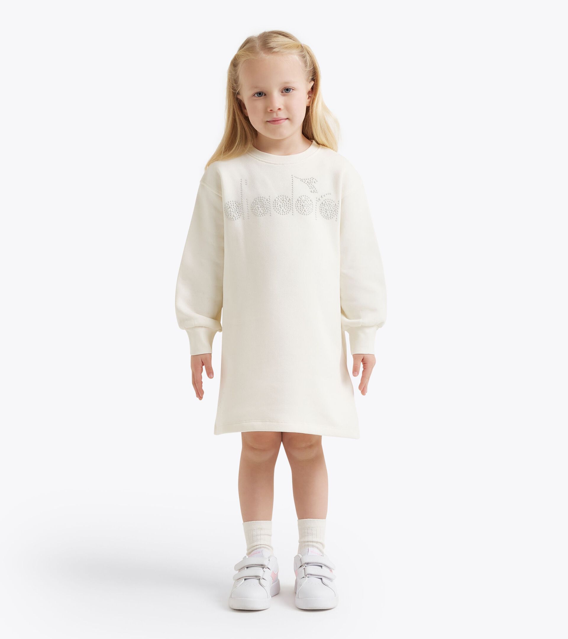 Robe en molleton - Fille JG. DRESS RHINESTONE TD CREAM - Diadora