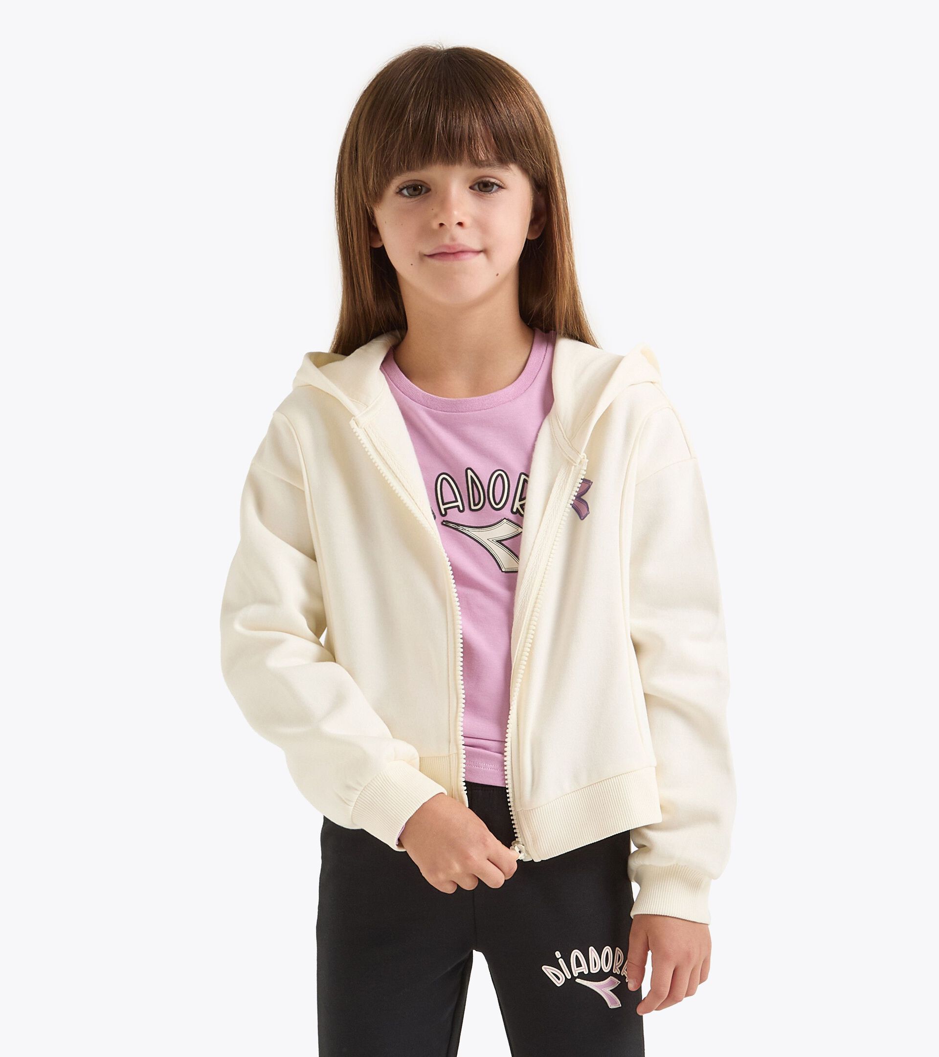 Sudadera con capucha - Corte regular - Niña/Adolescente
 JG. HOODIE FZ LOGO BIANCO GARDENIA - Diadora