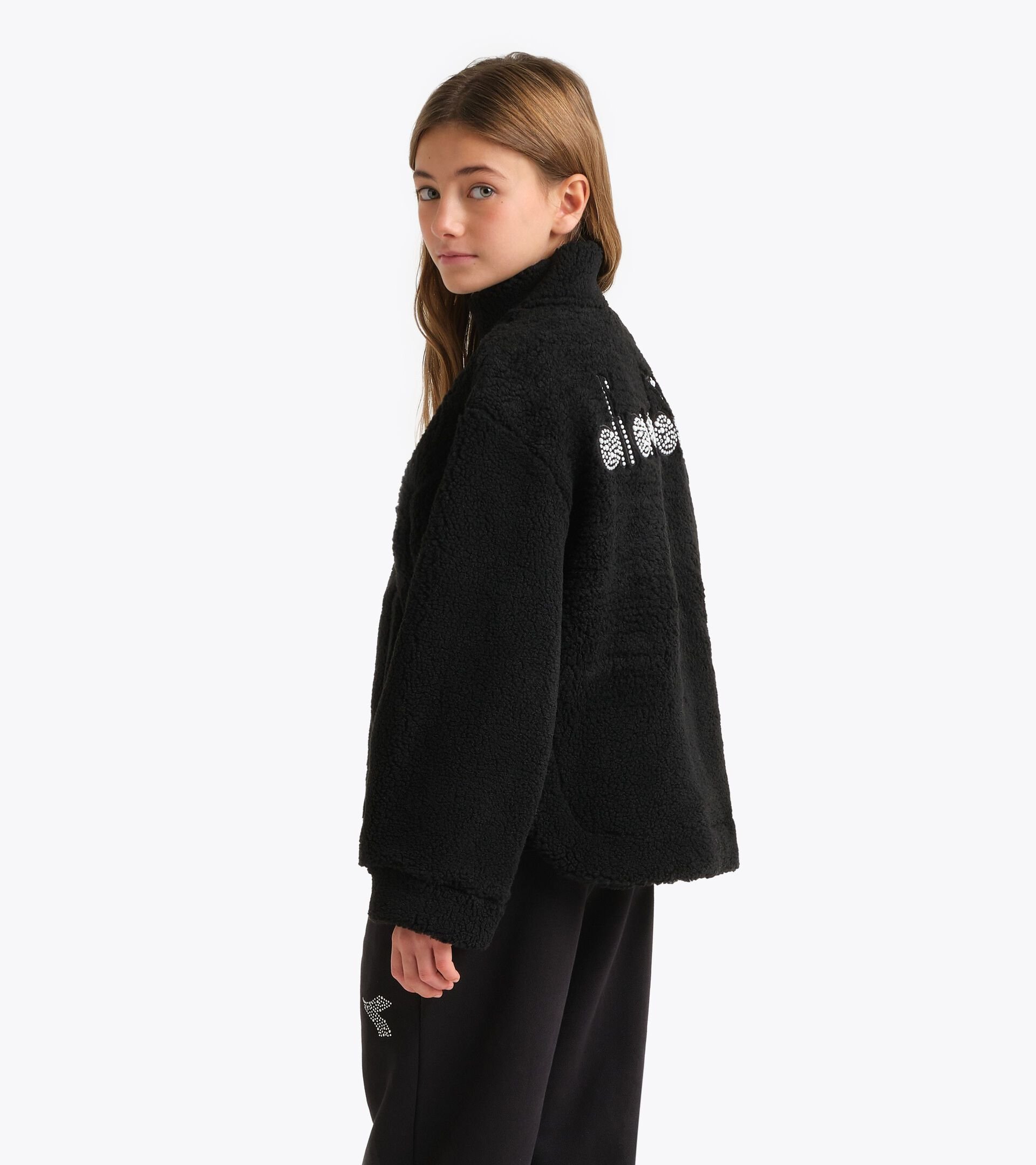 Sweatjacke Teddy - M&auml;dchen JG. TEDDY FZ RHINESTONE SCHWARZ - Diadora