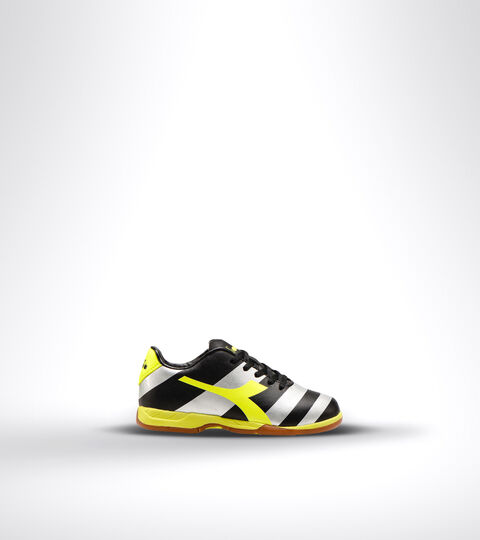 Indoor football boot - Unisex kids RAPTOR R ID JR BLACK/SILVER/YELLOW FL DD - Diadora