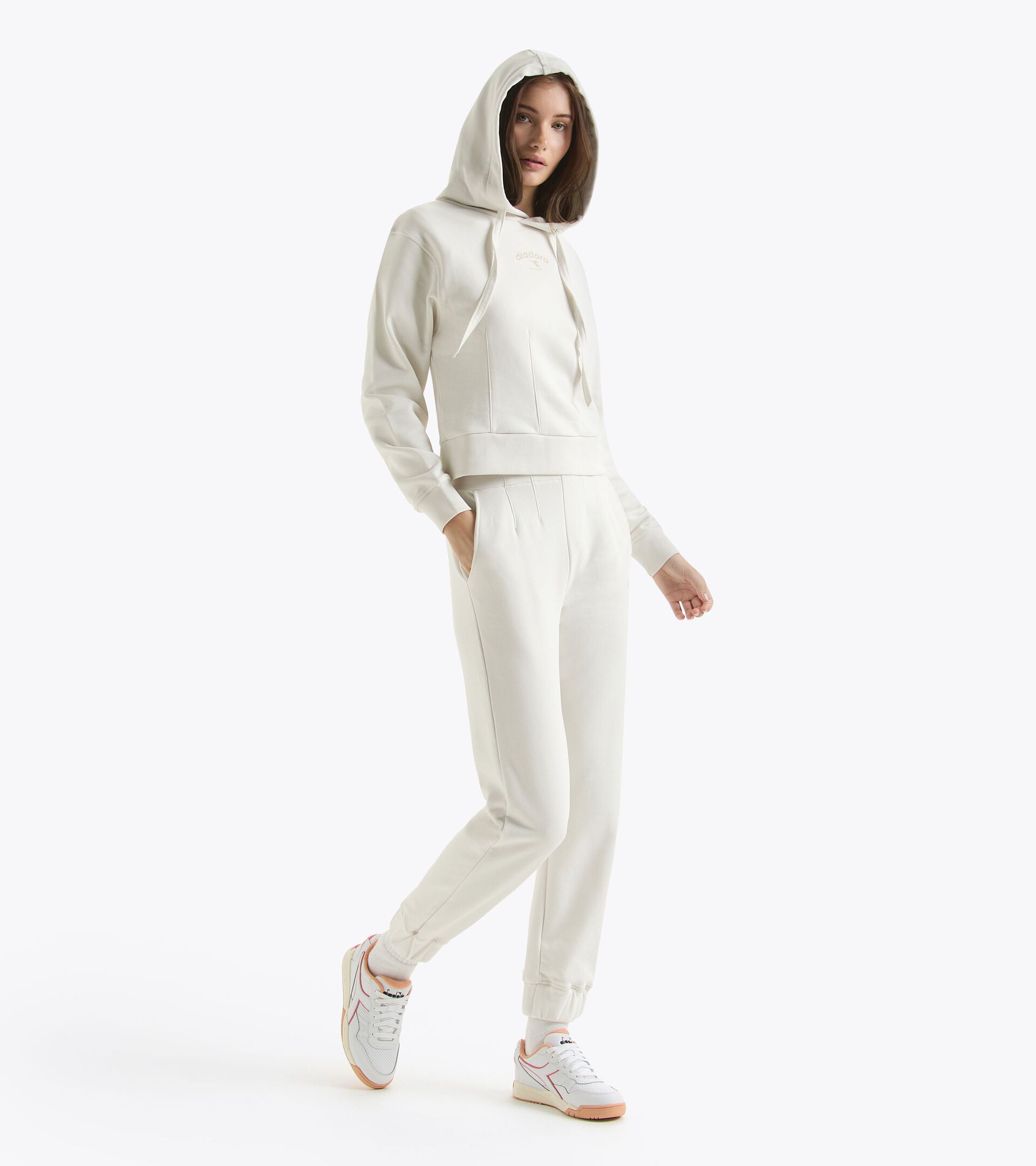 Cotton hoodie - Women’s L. HOODIE ATHL. LOGO WHITE MILK - Diadora